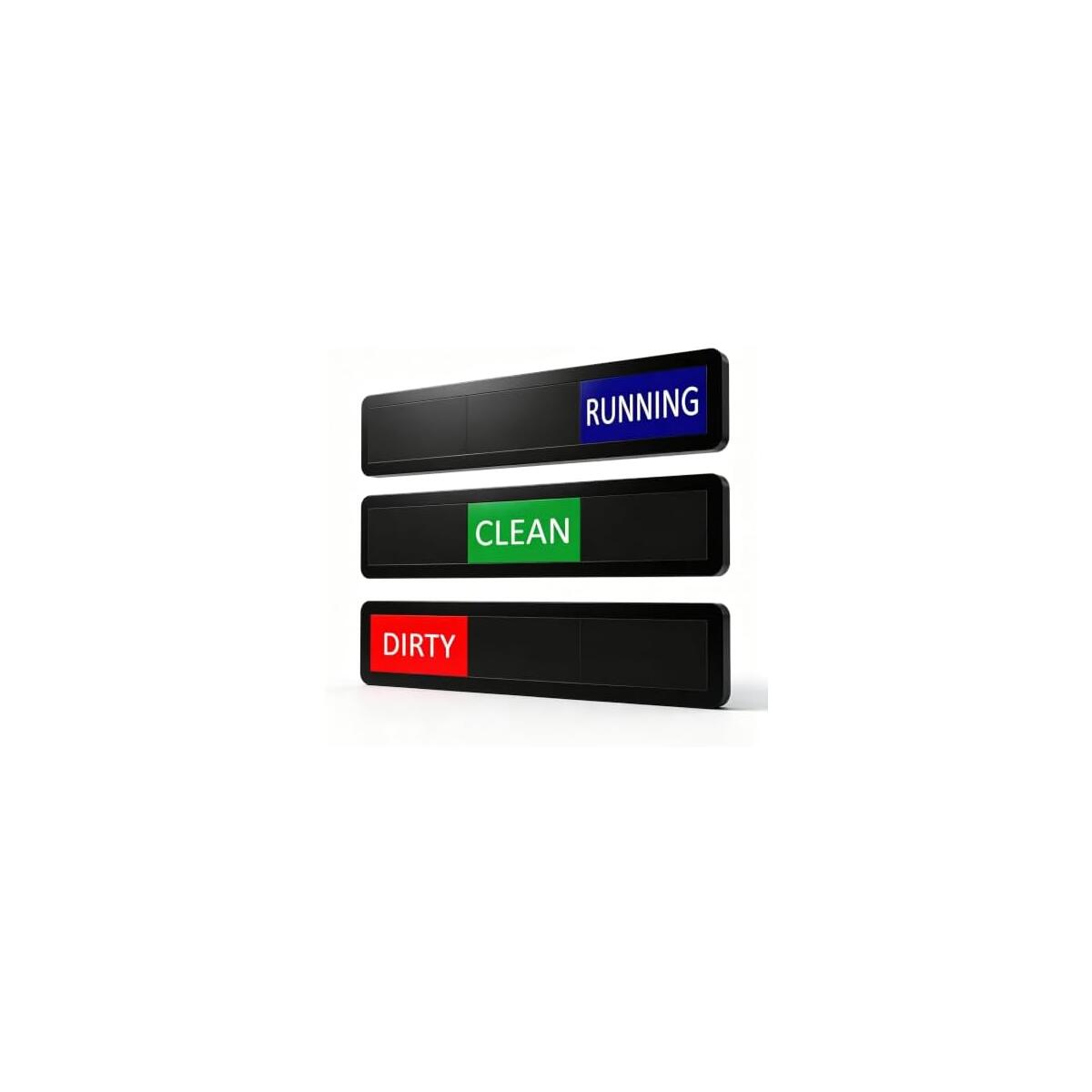 Dishwasher Magnet Clean Dirty Sign Acrylic Status Indicator 18x4cm | 3-Status Sliding Switch, Magnetic & Adhesive Mount, Scratch-Resistant Acrylic, Waterproof Surface, Universal Fit