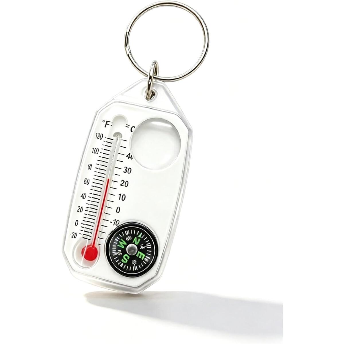 Portable Mini 3-in-1 Compass Keychain with Thermometer
