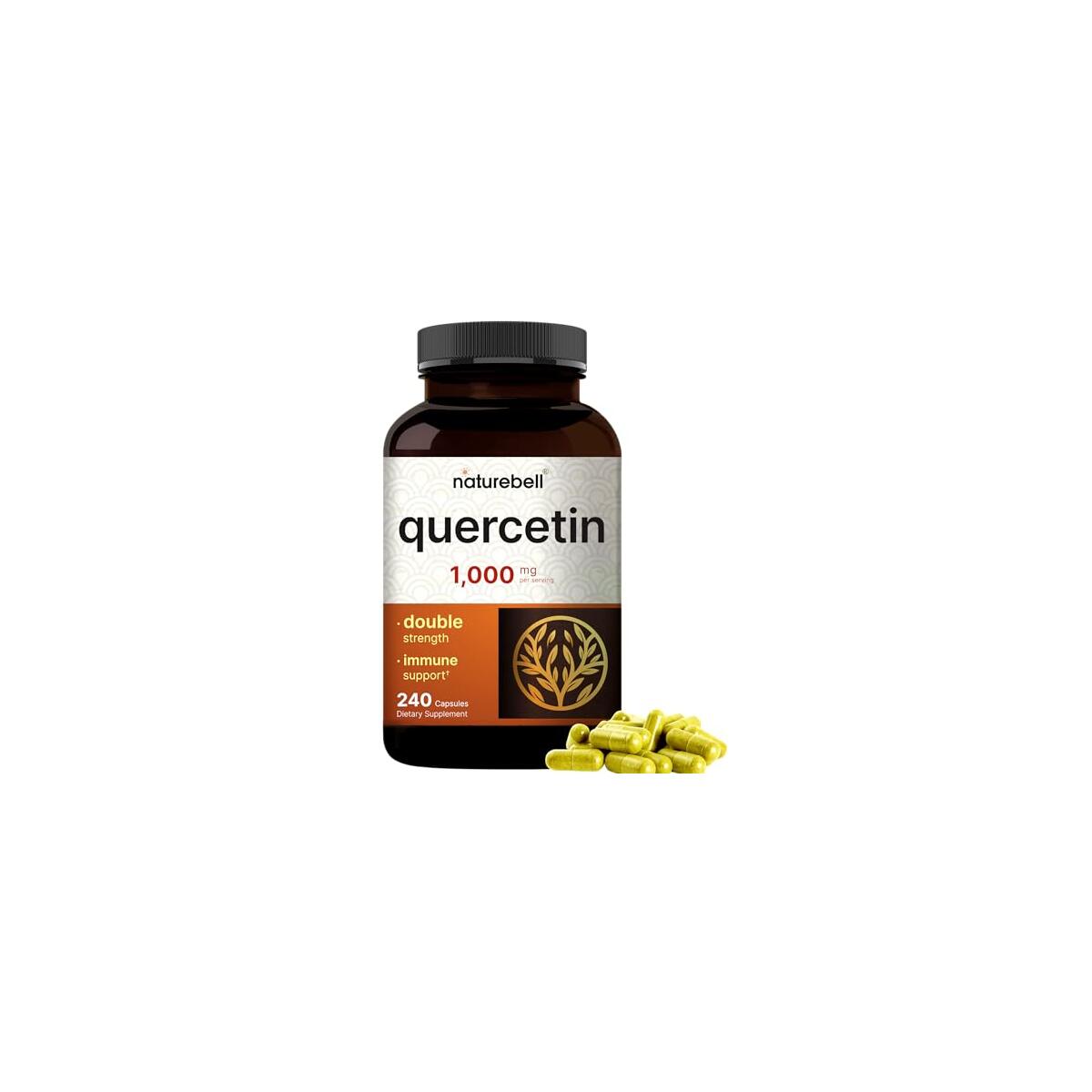 NatureBell Quercetin1000mg Per Serving | 240 Capsules, Ultra Strength Quercetin Supplement | Bioflavonoids for Healthy Immune Support, Third Party Tested, Non-GMO & No Gluten
