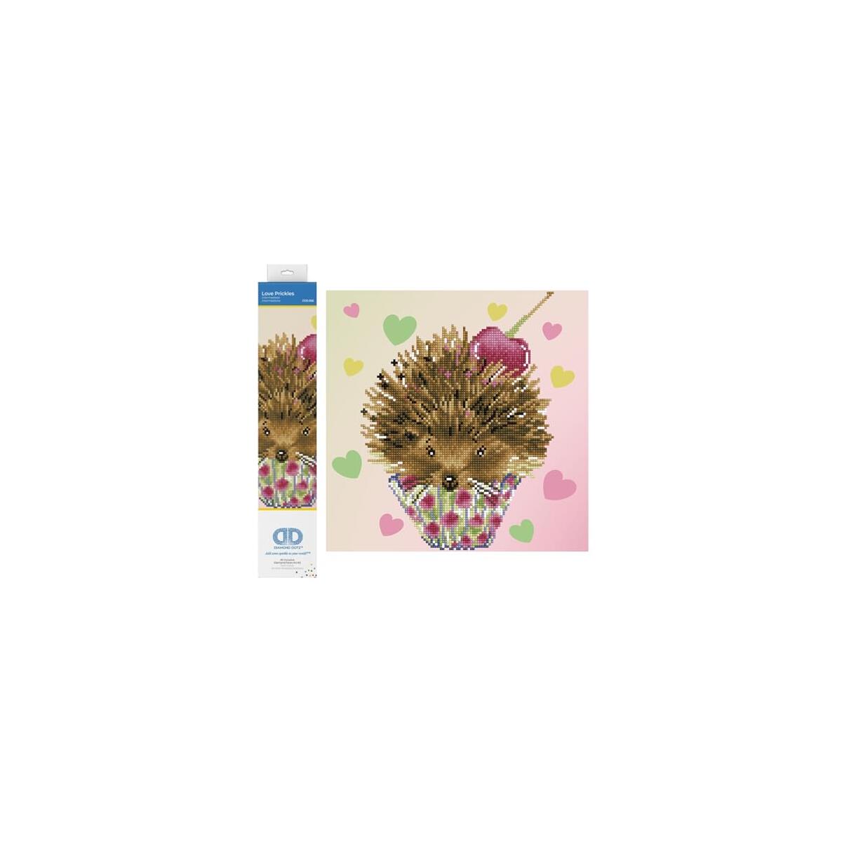 DIAMOND DOTZ Love Prickles Hedgehog Diamond Painting Kits for Adults - Diamond Art Kits a Relaxing Creative Craft Kit with Dotz Gems 12.6"x12.6"