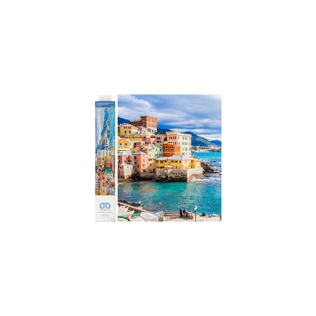 DIAMOND DOTZ Winter Day View- Boccadasse- Genoa- Italy Diamond Painting Kits for Adults - Diamond Art Kits a Relaxing Creative Craft Kit with Dotz Gems 18.5x24.8