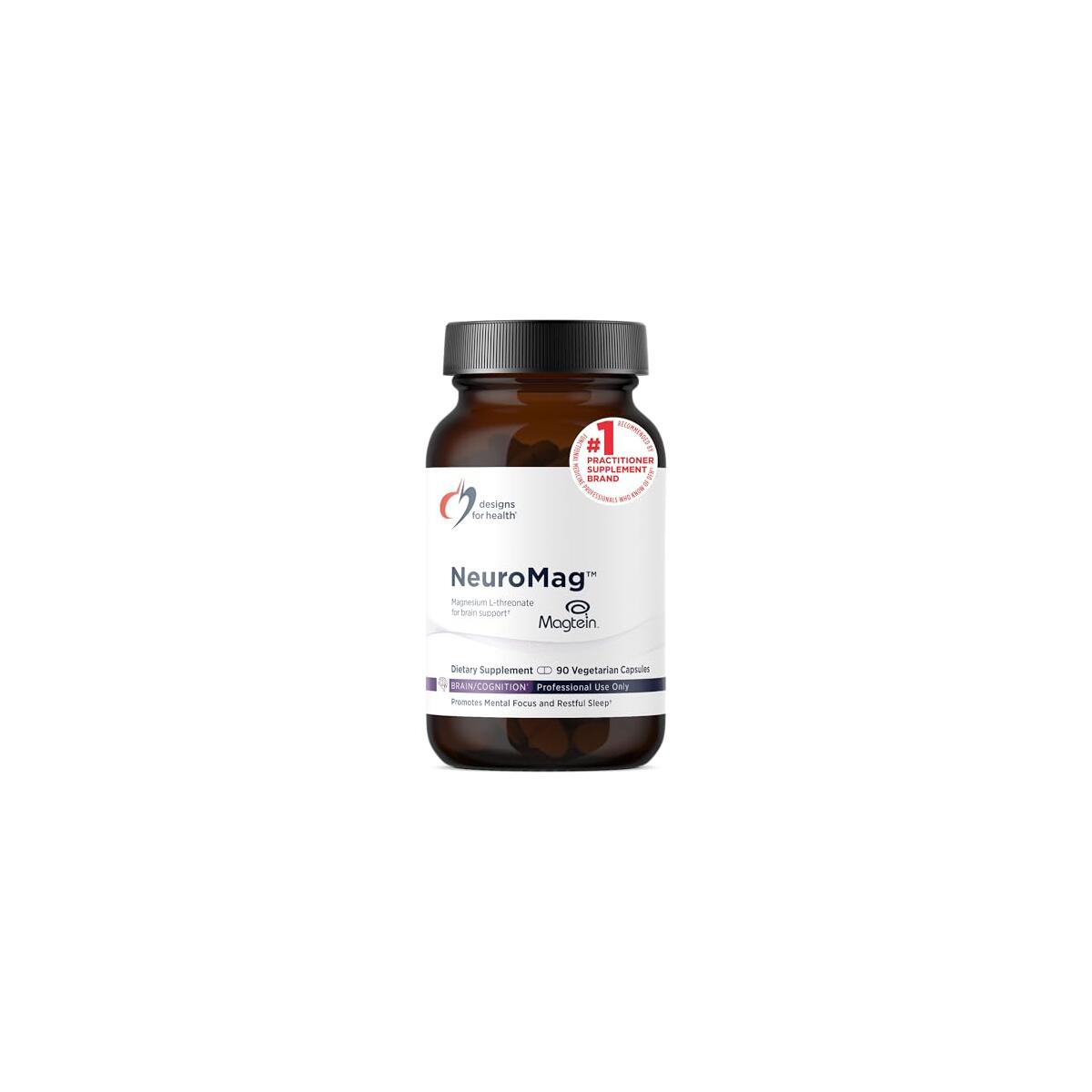 Designs for Health NeuroMag Bioavailable Magnesium L-Threonate - Chelated Magnesium Supplement from Magtein for Brain Health & Cognitive Function, Support Focus & Sleep* (90 Vegan Capsules)