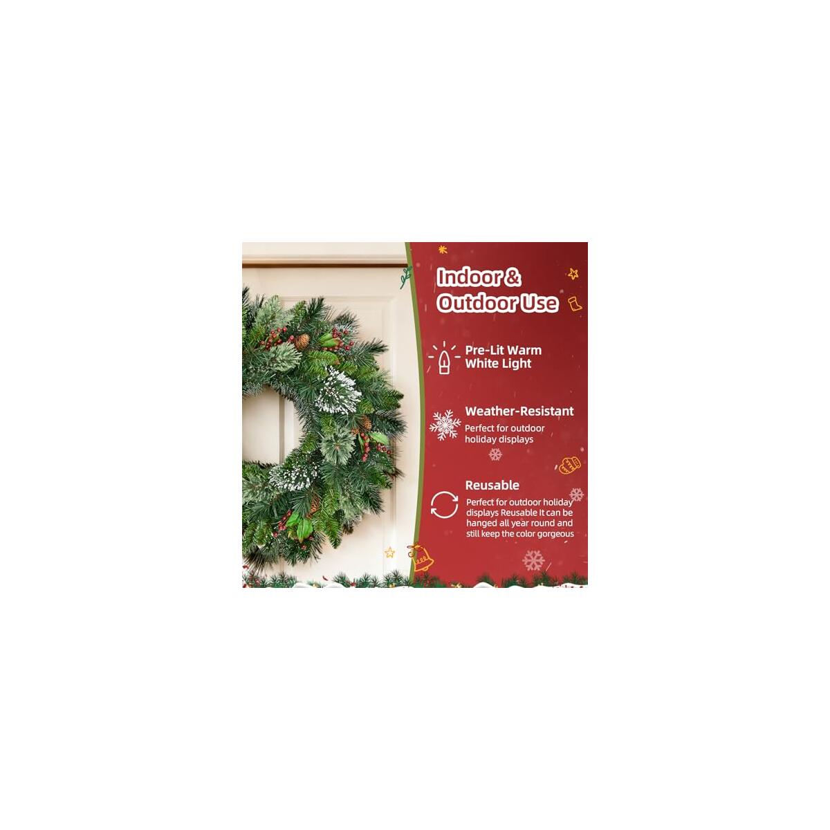 Garvee Pre Lit Christmas Wreath Deal - RebateKey