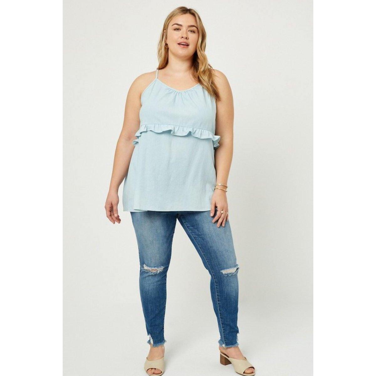 Plus Chambray Ruffle Tank Deals - RebateKey