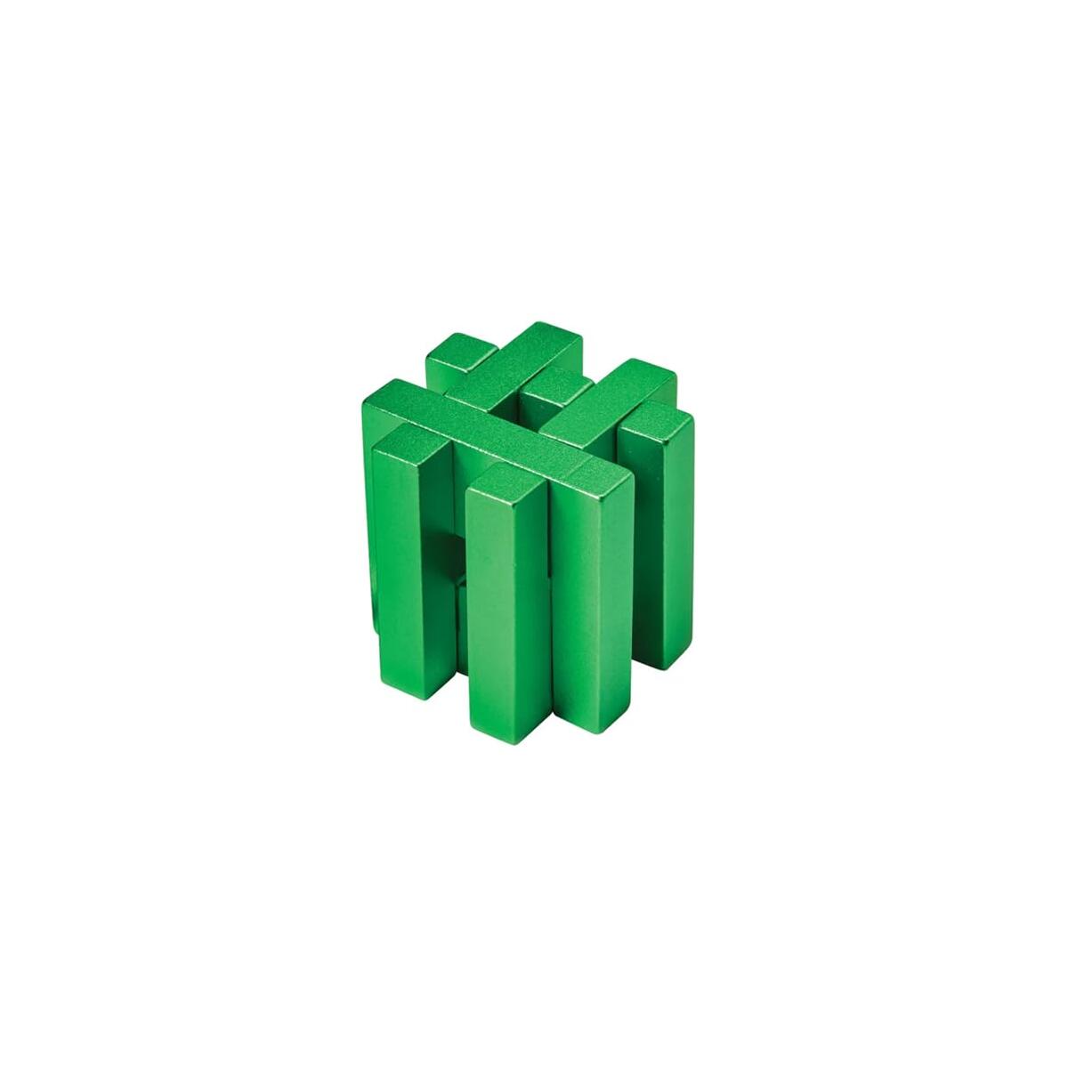 Bits and Pieces Metal Brain Teaser Puzzle - Green Hashtag Disentanglement Puzzle, 3D Assembly Puzzles for Adults