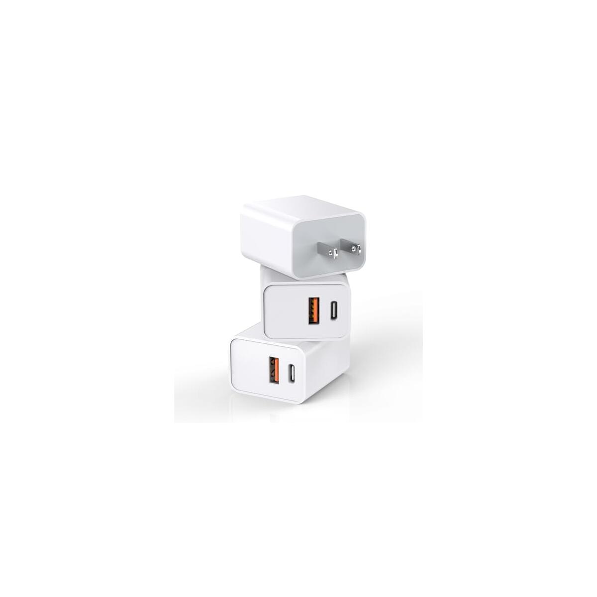 3 Pack Apple USB C Wall Charger,20W iPhone 17/16 Dual Port QC + PD 3.0 Power Adapter Double Fast Plug Charging Block for Apple iPhone 17/17 Pro/16/16 Pro/Pro Max/Plus/15/14/13/12/11/XS/XR/iPad,AirPods