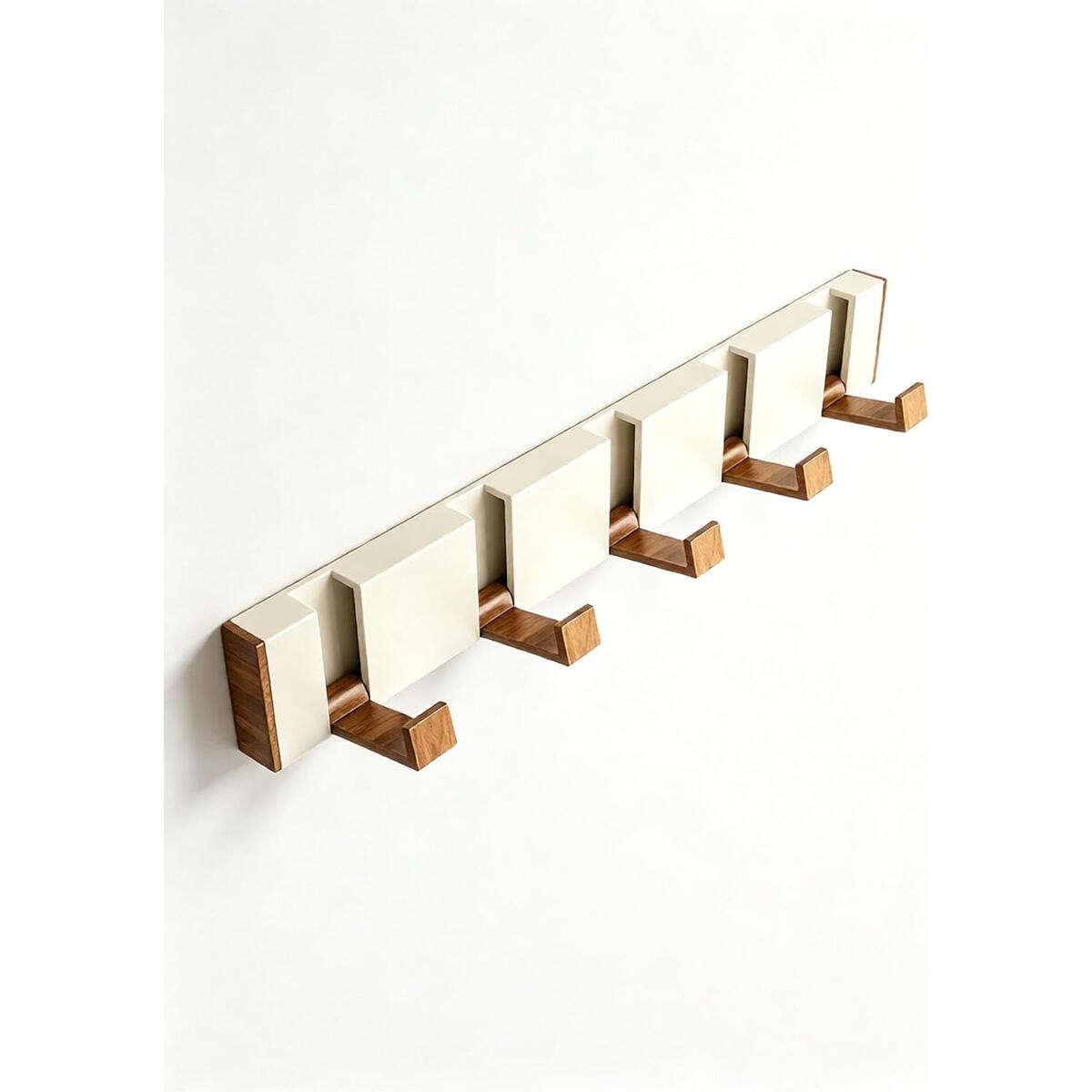 Invisible Folding 5 Hooks Coat Rack Walnut Wood Grain