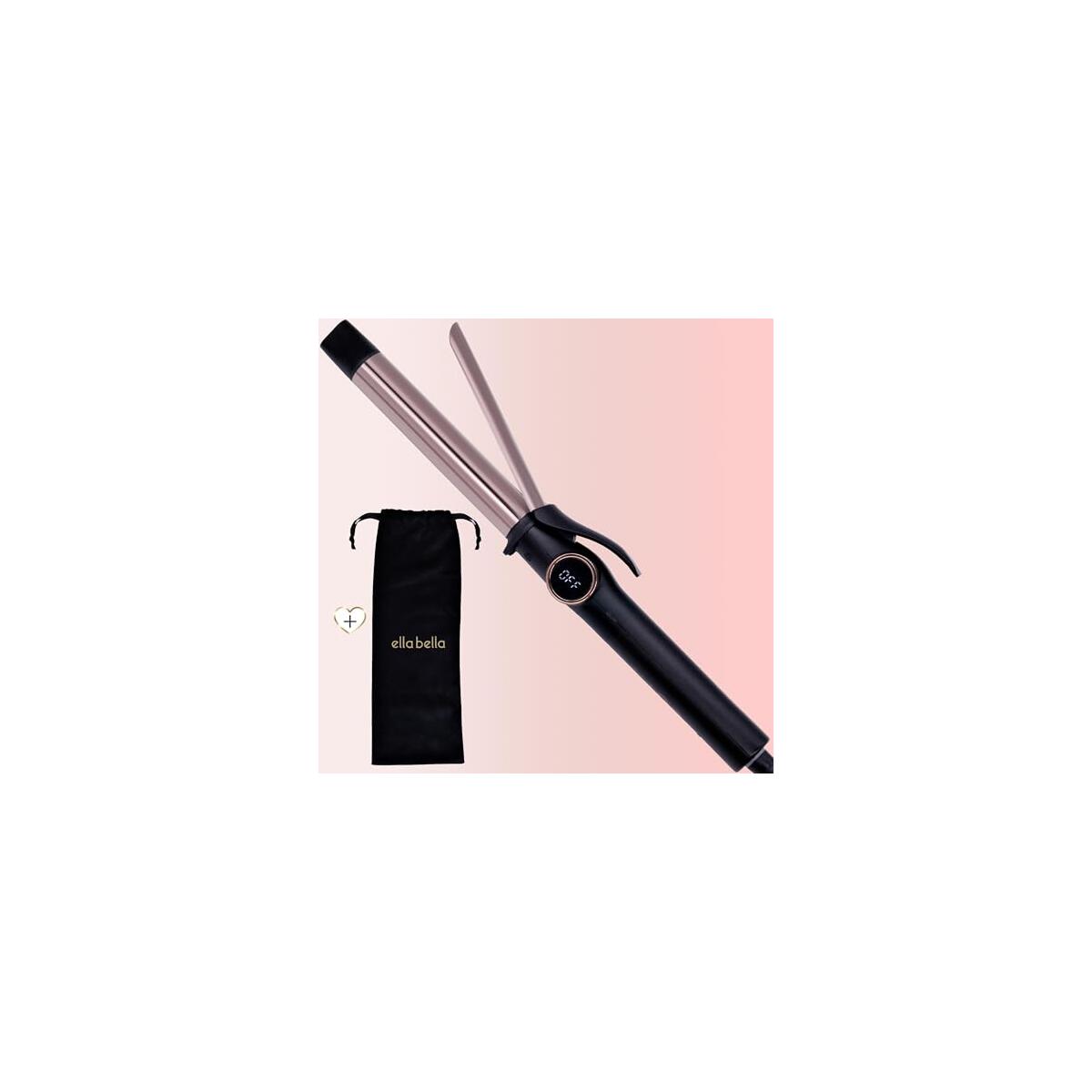 ELLA BELLA&reg; Slimline Curling Iron 1 Inch - Professional Curling Wand with Dual Voltage, Titanium Coating, for Long-Lasting Curls and Reliable Styling