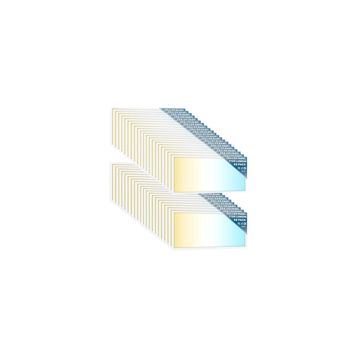 Sunco 42 Pack 2x4 LED Flat Panel Light Drop Ceiling Office Fixture, 7700 LM, Selectable Features, 40W/50W/60W, 4000K/5000K/6000K, Dimmable (0-10V), Dustproof ETL.