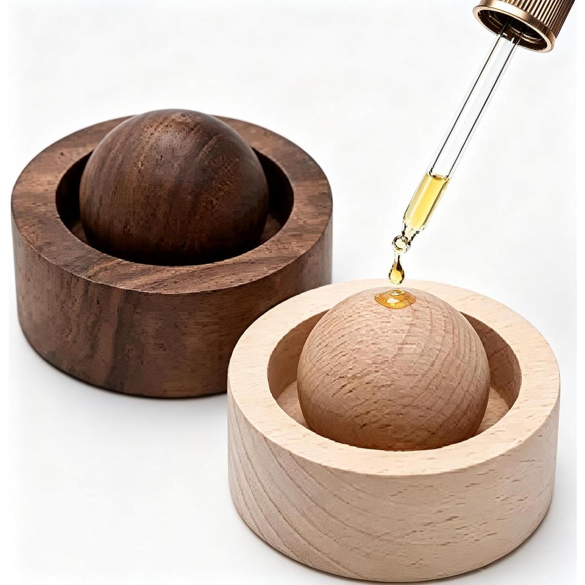 Wood Essential Oil Diffuser Ball for Home, Office and Car, Pack of 2