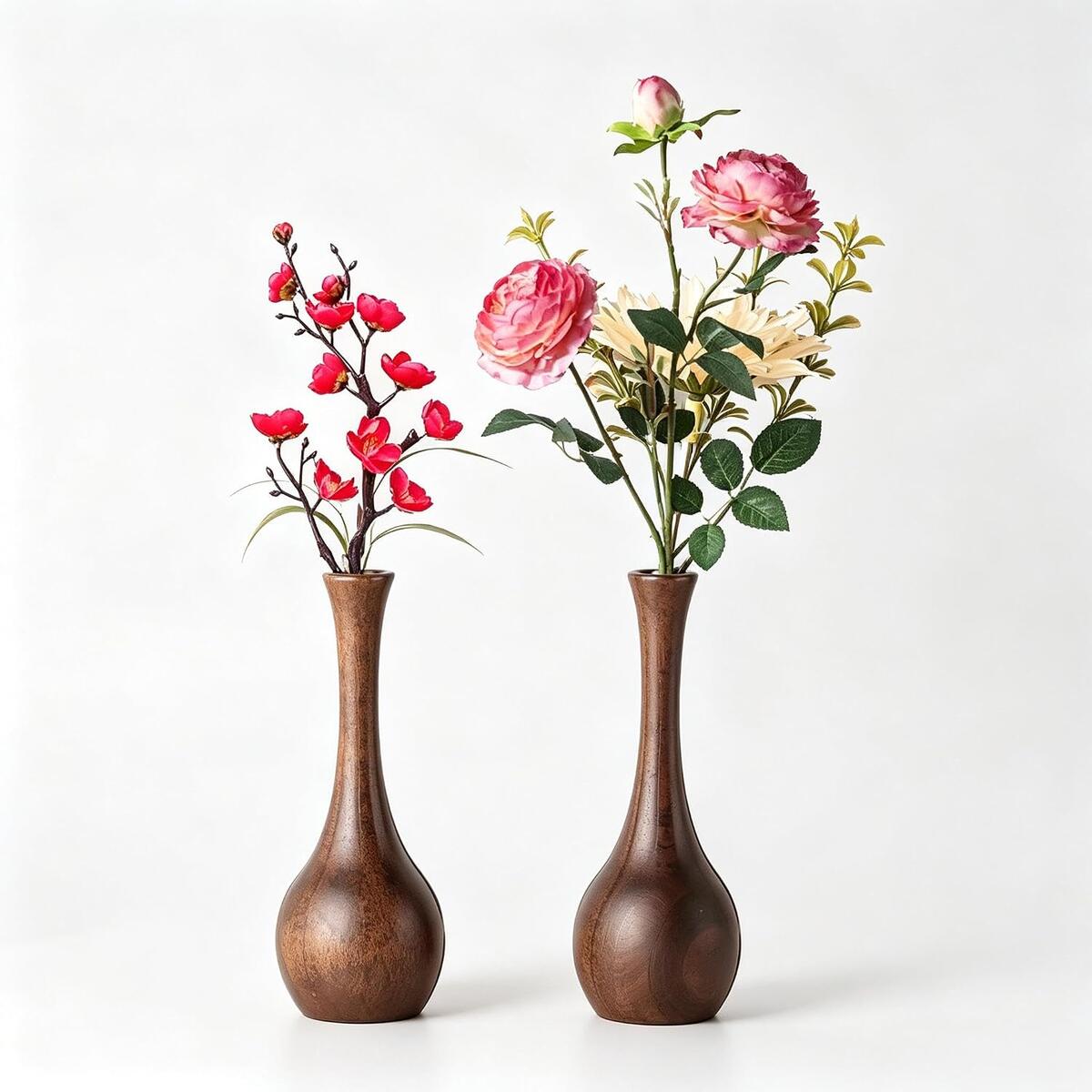 3.15 Inches Solid Black Walnut Wood Mini Bud Vase Narrow Neck