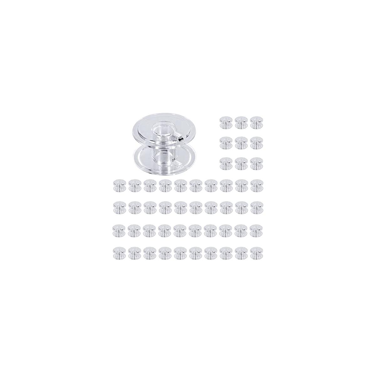 SINGER Class 15 Bobbins for Sewing Machines, Transparent Plastic Bobbins, 50 Count