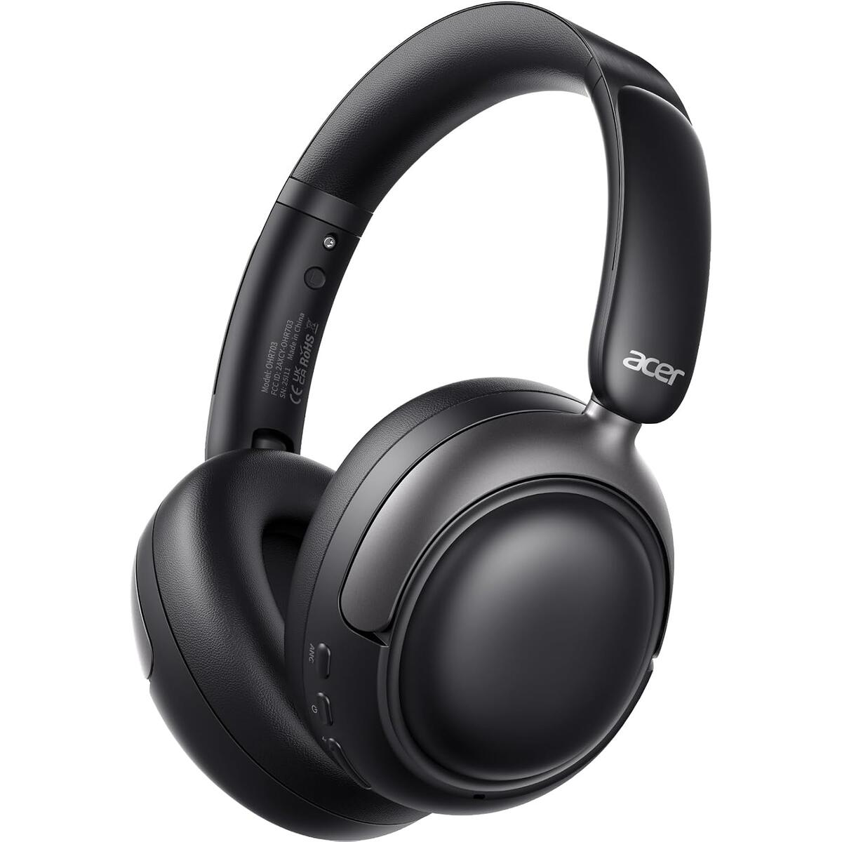 Acer OHR703 Adaptive Noise Cancelling Bluetooth Headphones, Over Ear, Black