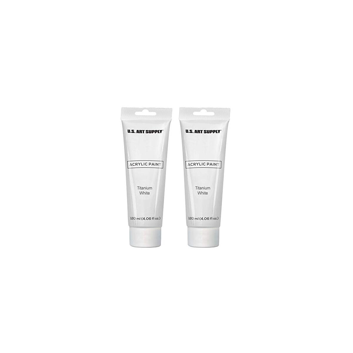 U.S. Art Supply Titanium White Oil Paint - 2 Extra-Large 120ml Tubes - High Opacity, Strong Tinting Strength, Oil Paints for Canvas Painting, Wood & Media