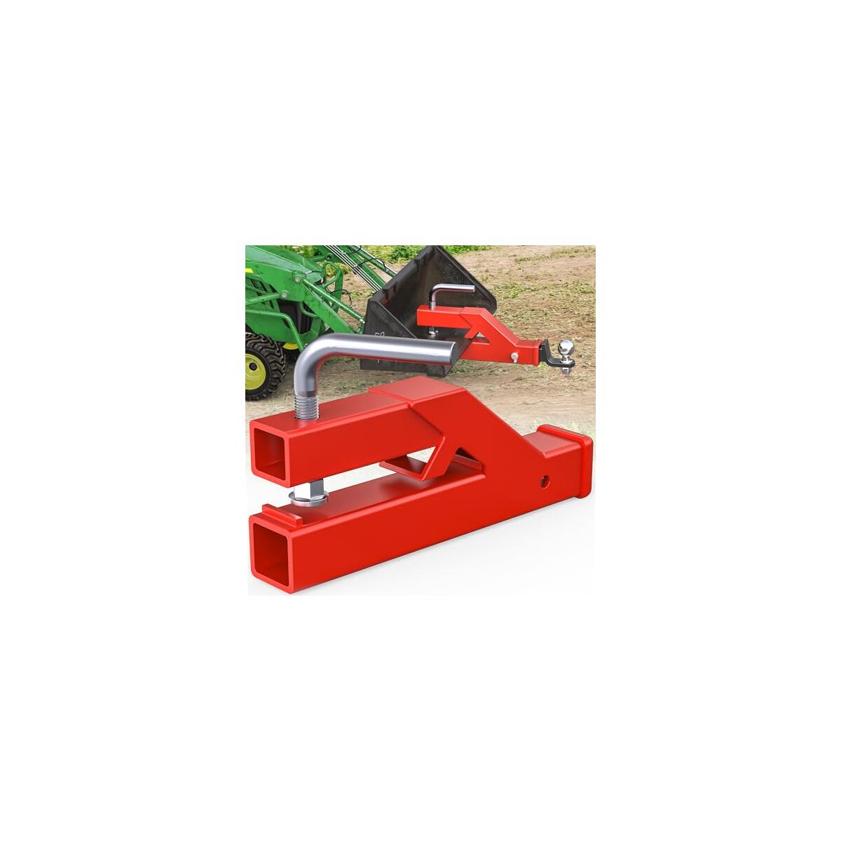 AUTOSAVER88 Clamp-On Trailer Hitch Receiver for Tractors, 2" Hitch Mount Adapter Tractor Bucket Hitch with Non-Slip Design, Compatible with Deere, Bobcat, Kubota