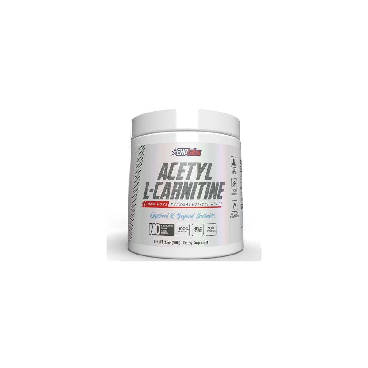 EHP Labs Acetyl L Carnitine Powder - Supports Natural Energy Production, Assists in Healthy Brain Function, Supports Heart Health, Vegan, Gluten Free, Non GMO - 100 Servings