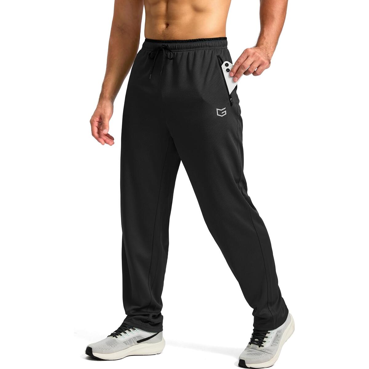 Men's Sweatpants with Zipper Pockets Mesh Lightweight Workout Pants for Men