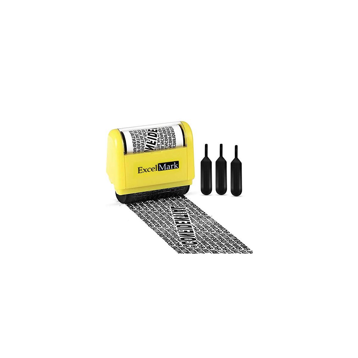 ExcelMark Rolling Identity Theft Guard Stamp (ID Theft Stamp with Refill Ink)