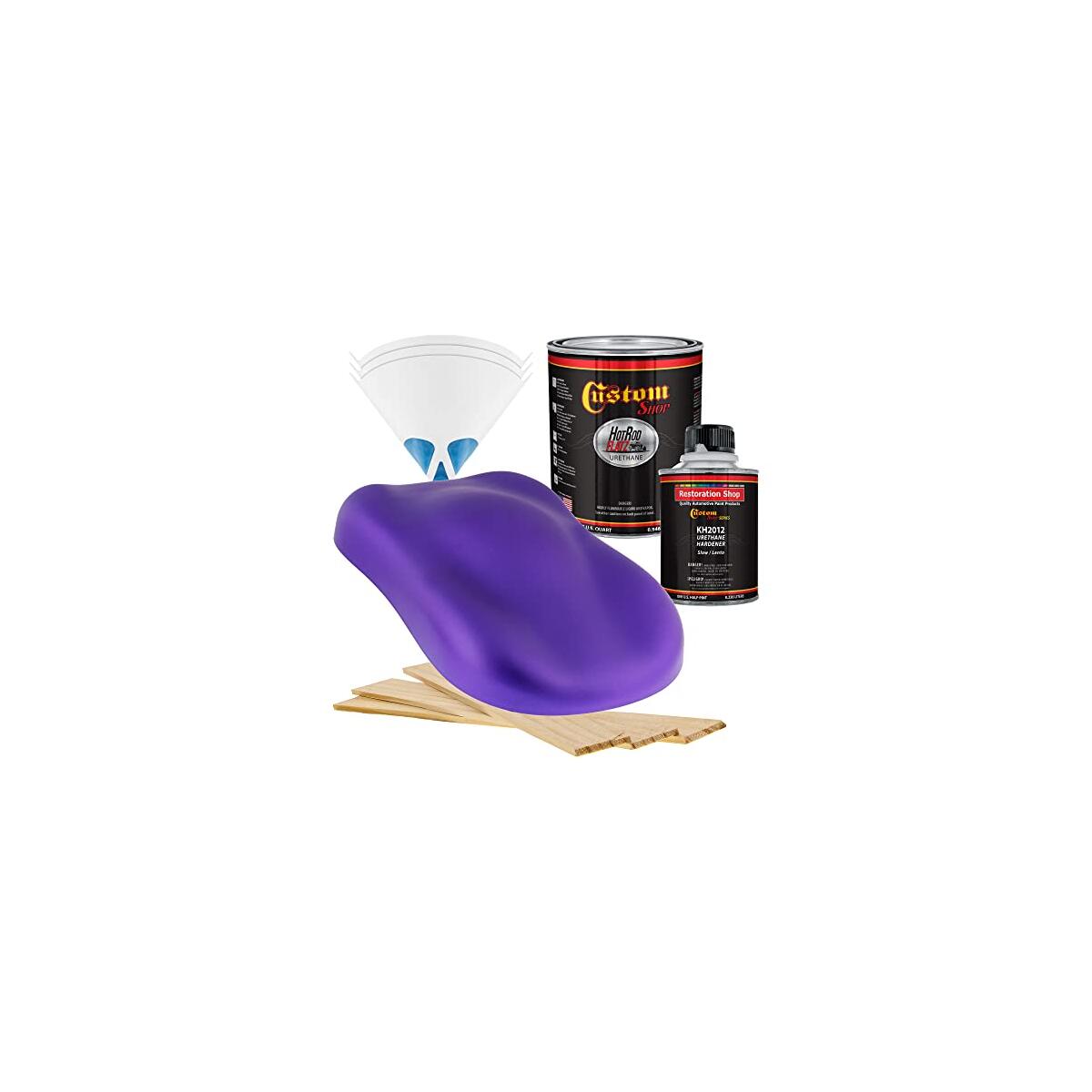 Custom Shop - Passion Purple Pearl - Hot Rod Flatz Flat Matte Satin Urethane Auto Paint - Complete Quart Paint Kit - Professional Low Sheen Automotive, Car Truck Coating, 4:1 Mix Ratio