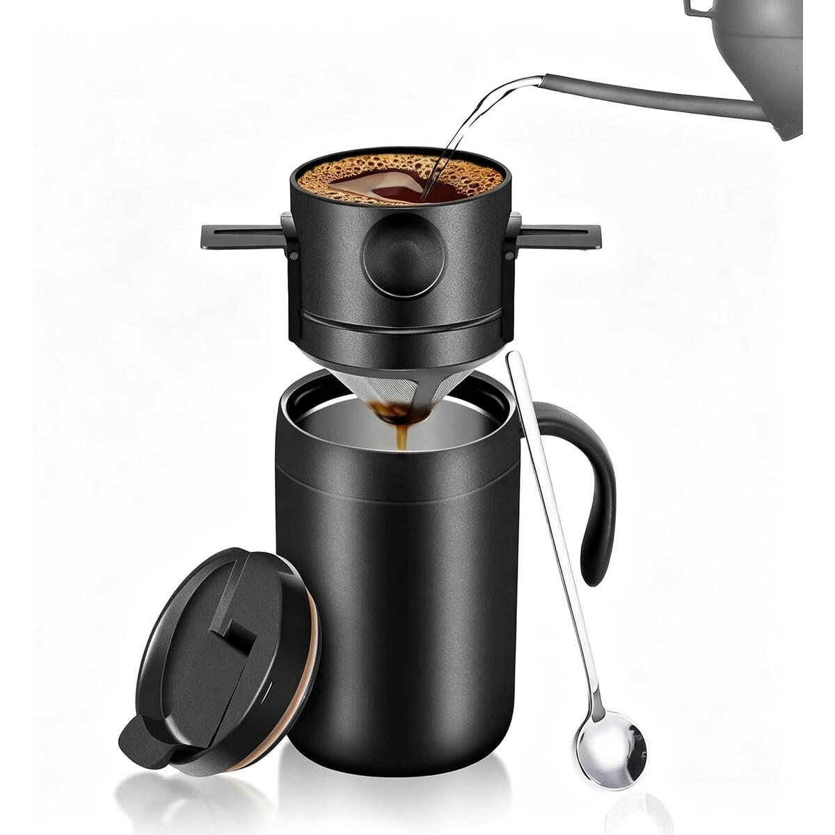 Portable Pour-Over Coffee Mug with Stainless Steel Filter