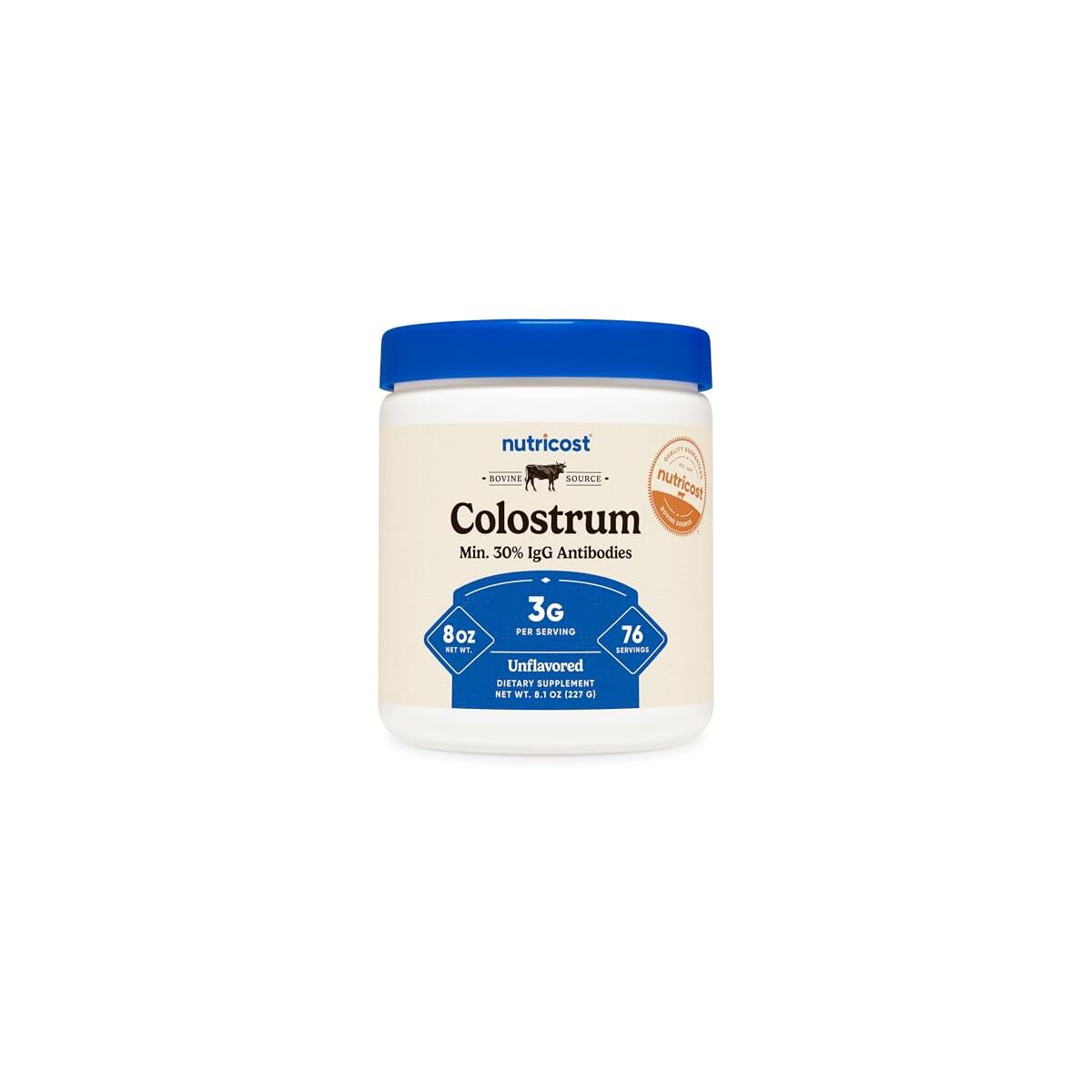 Nutricost Colostrum Powder 8 oz, Lactoferrin and Minimum 30% Immunoglobulins (IgG), from Bovine Colostrum, 3g Per Serving, 76 Servings