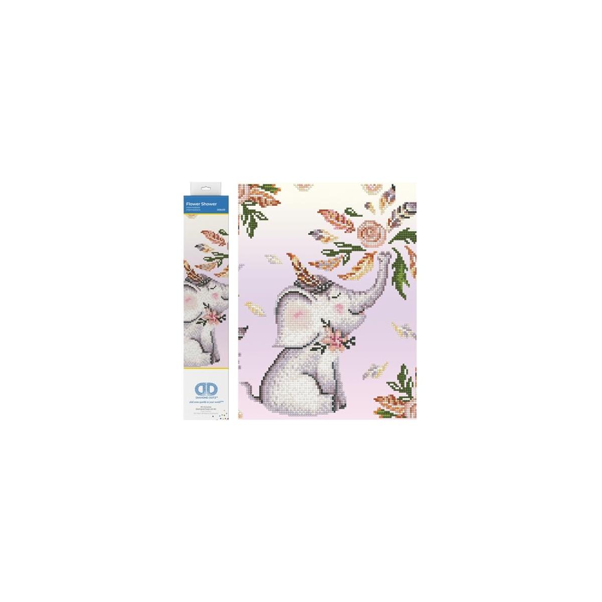 DIAMOND DOTZ Flower Shower Elephant Diamond Painting Kits for Adults - Diamond Art Kits a Relaxing Creative Craft Kit with Dotz Gems 12"x14"