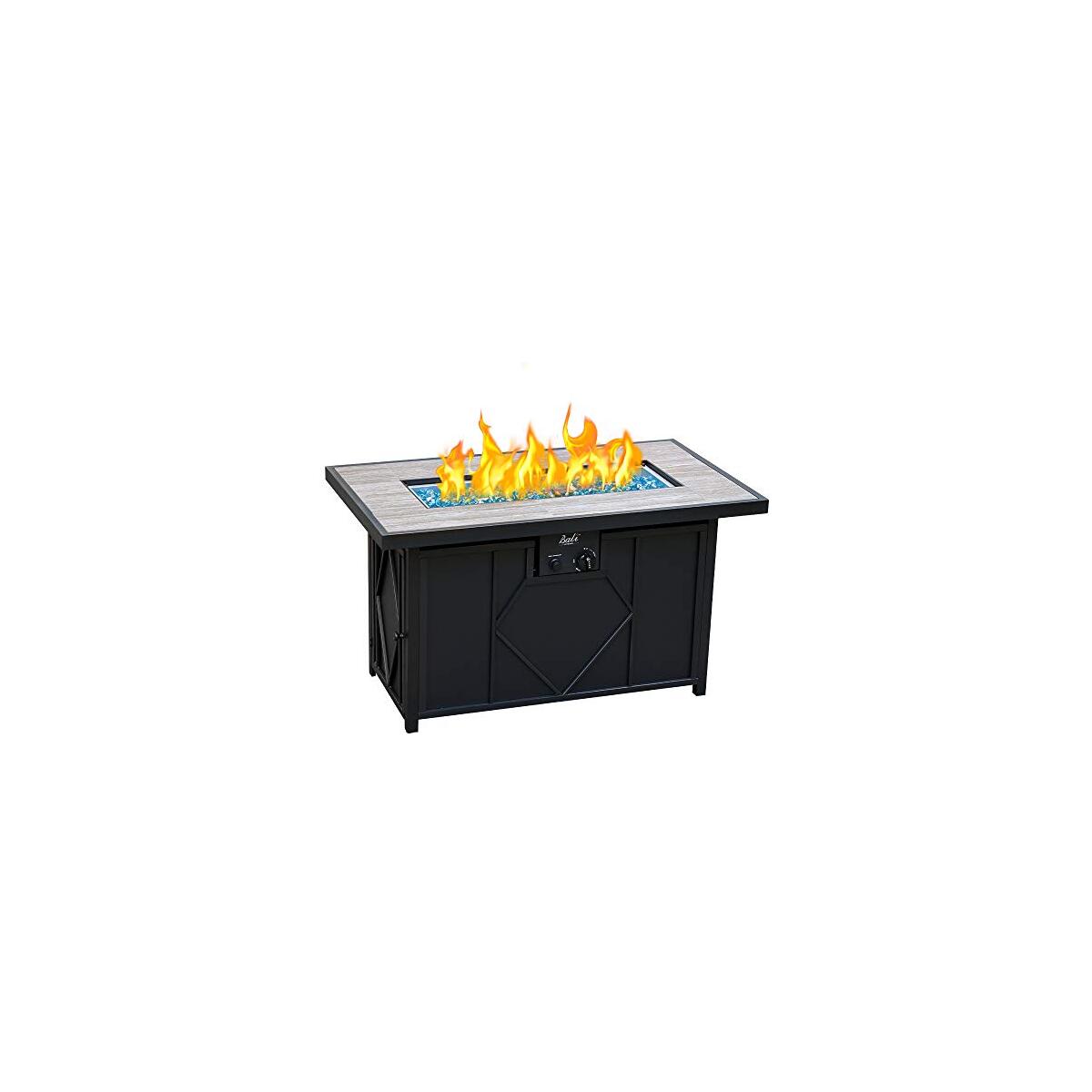 BALI OUTDOORS Fire Pit Table Propane Gas Firepit Rectangular Fire Table 42In 60,000 BTU for Outside Patio Backyard Deck Balcony