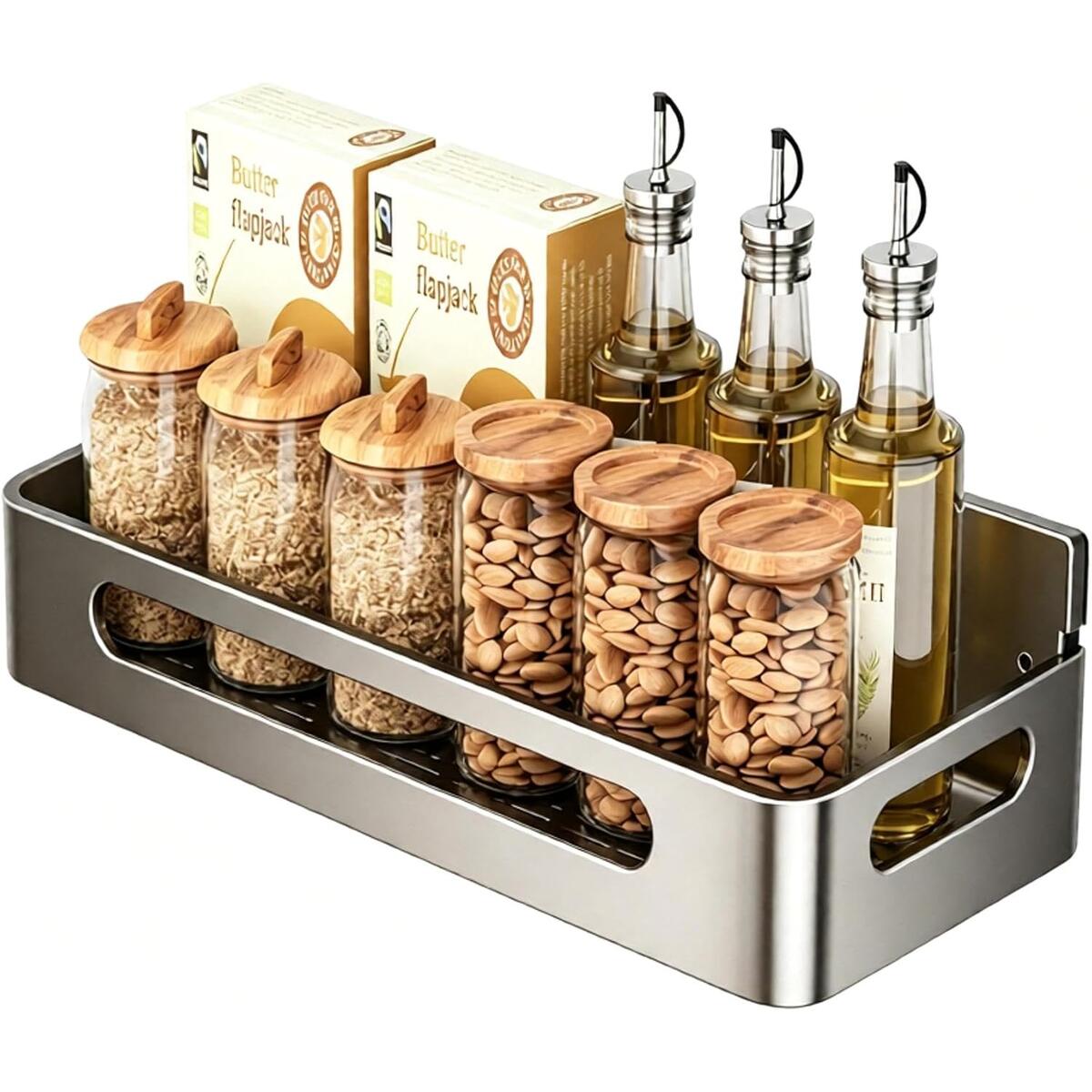 Magnetic Spice Rack No Drill Fridge Side Organizer