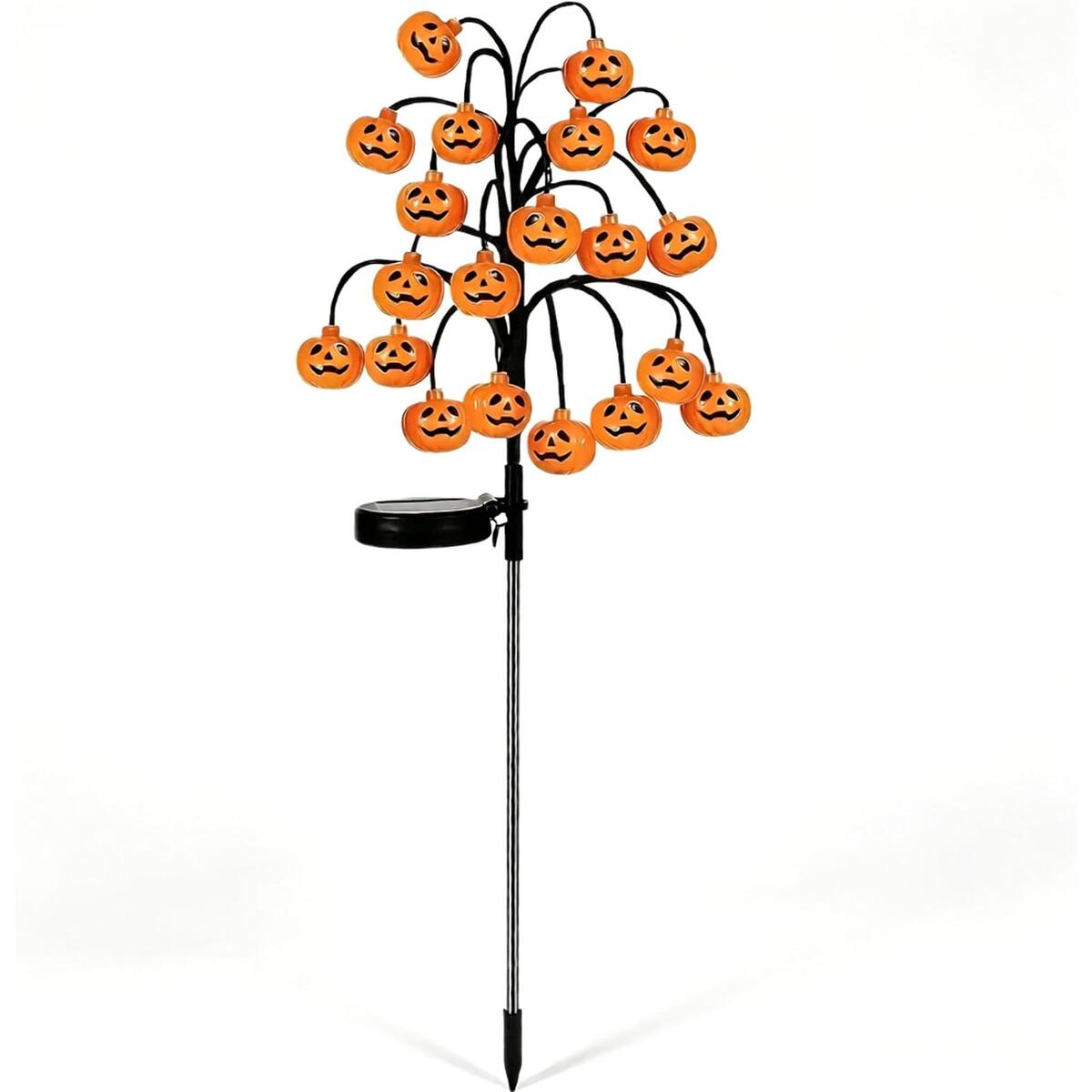 Solar Halloween Pumpkin Tree Stake Lights Outdoor