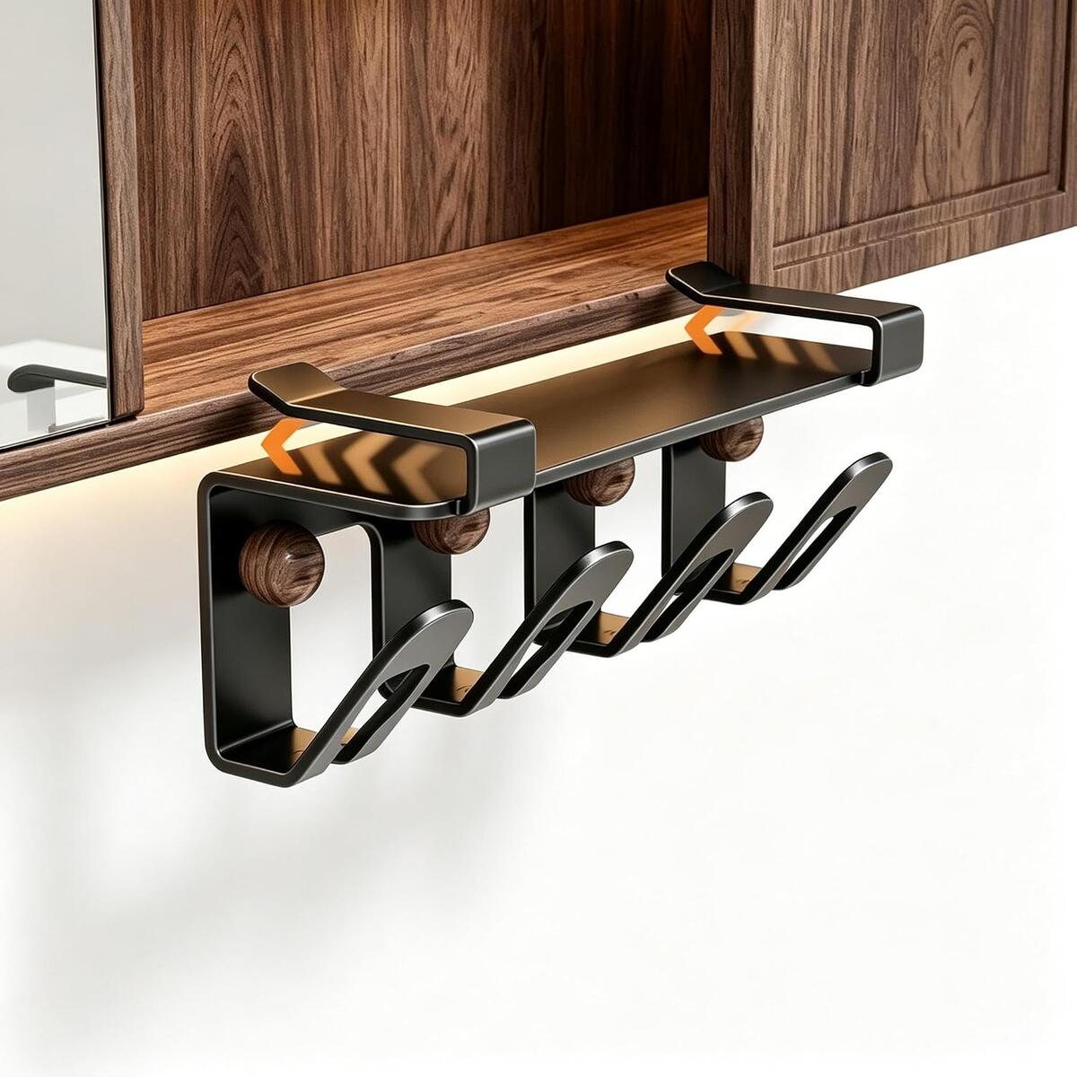 Suction Wall-Mounted Bathroom Shelf Wood Grain Medium