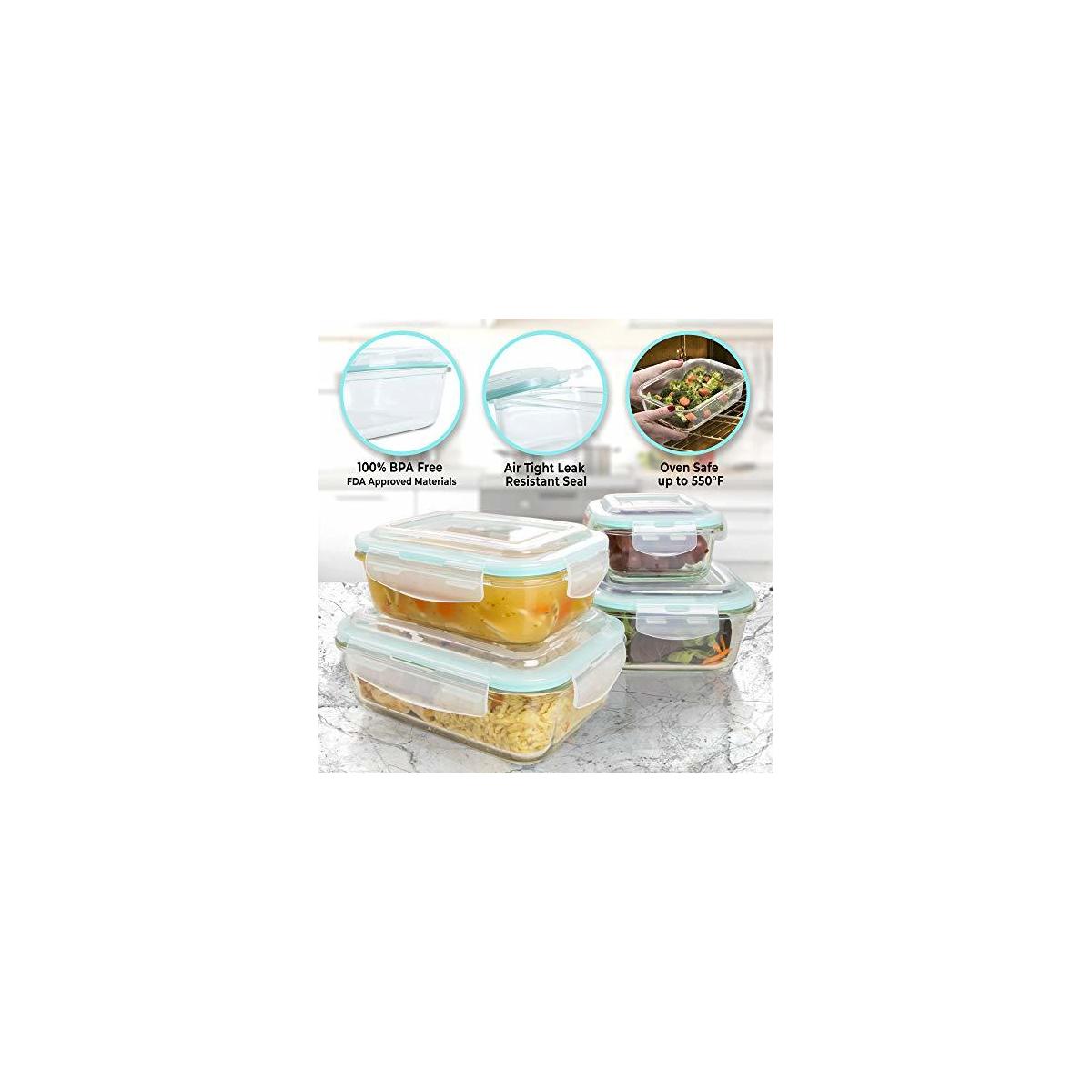  Vallo [20 Piece] Glass Food Storage Containers Set with Snap  Lock Lids - Safe for Microwave, Oven, Dishwasher, Freezer - BPA Free -  Airtight & Leakproof: Home & Kitchen