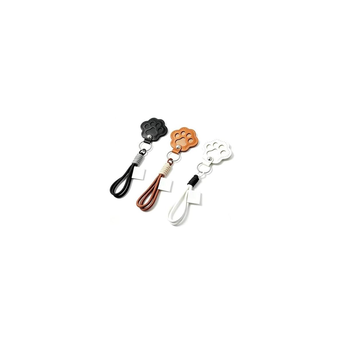 Paw Shape Pet Fur Keepsake Keychain PU Leather Set of 3 | Braided Rope Attachment, Sealed Fur Compartment, Dog Cat & Small Pets, Snag-Free Design, No Tools Required