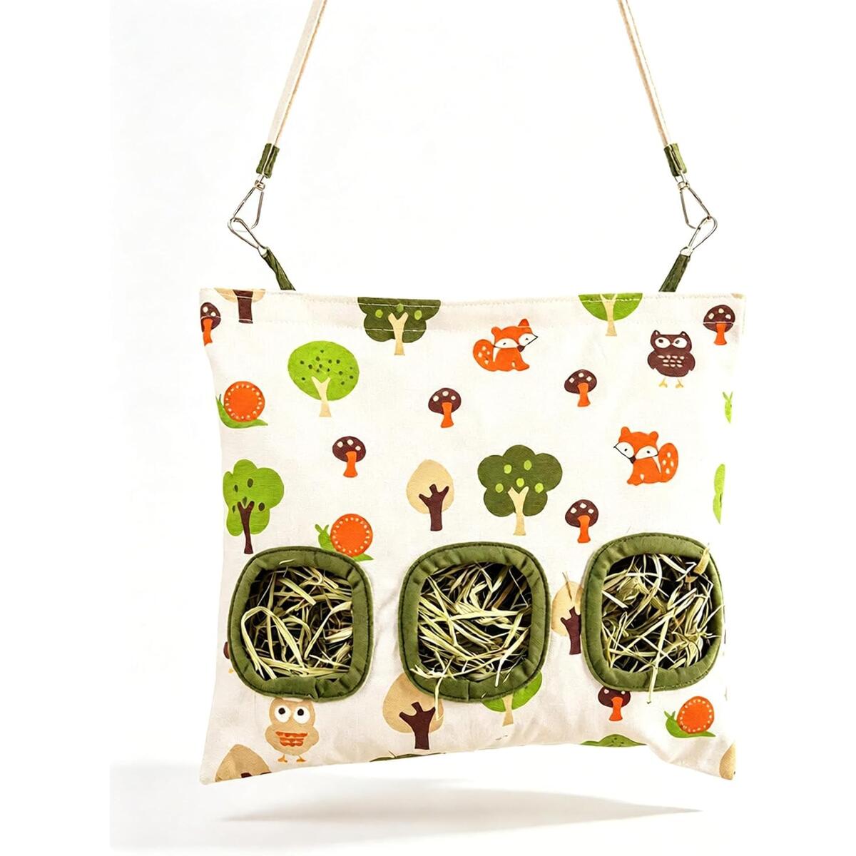 Hanging Rabbit Hay Feeder Bag, Large Capacity Canvas