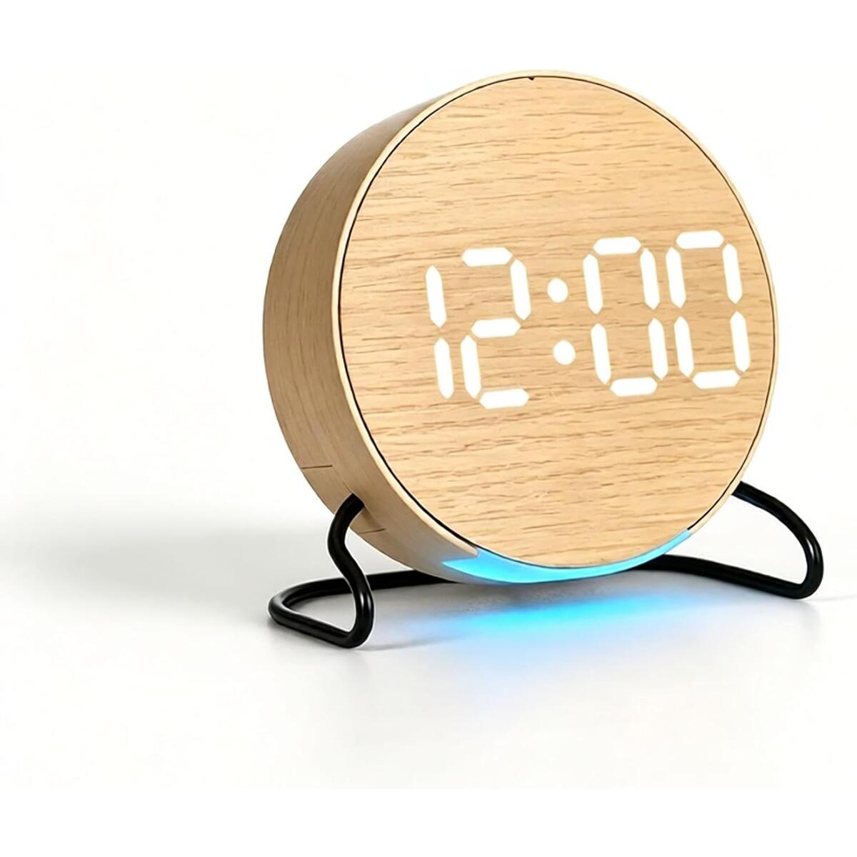 LED Digital Alarm Clock with Ambient Night Light, Round