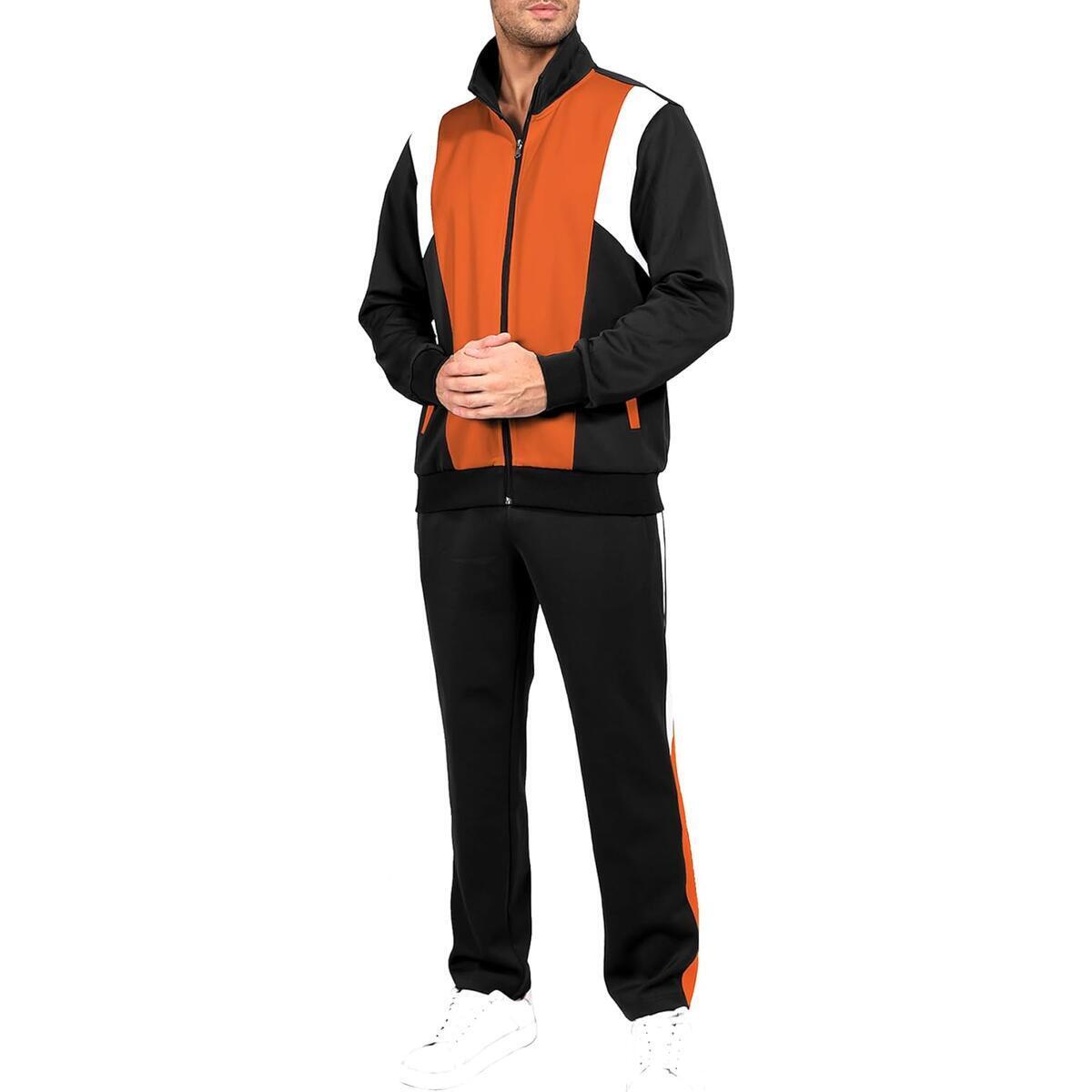 Men's Tracksuits Casual 2 Piece Sweatsuits Sets Full Zip Track Suits Mens Athletic Running Jogging Sweat Suits Men Orange X-Large