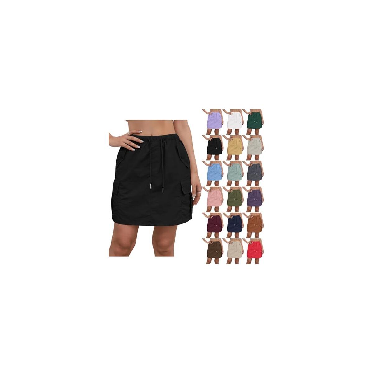 Mini Skirts for Women Drawstring Waisted Cargo Skirt Hiking Outdoor Skirts Trendy Summer Short Skirt with Pockets