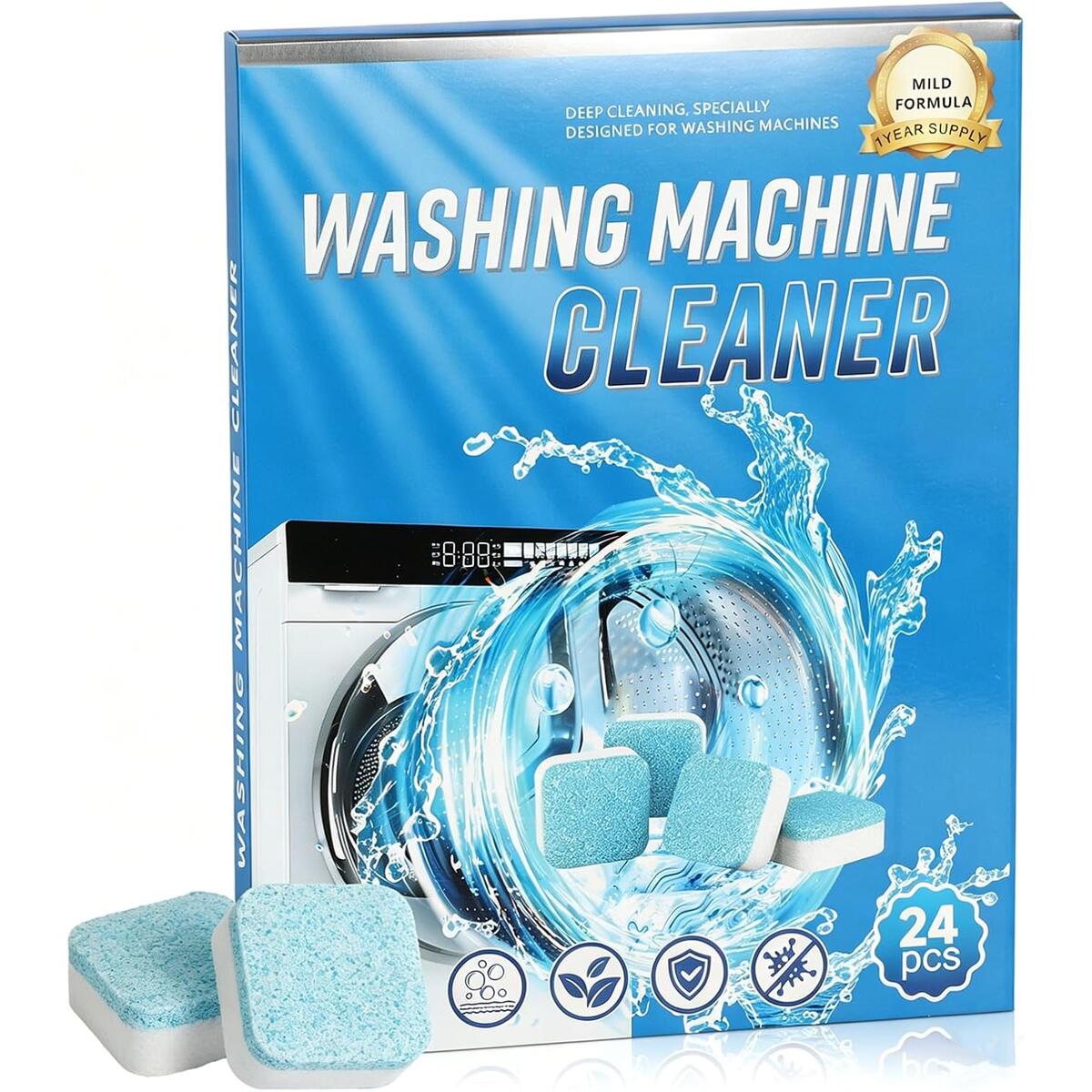 24 Washing Machine Cleaner Tablets, Descaler Odor Remover HE Washer