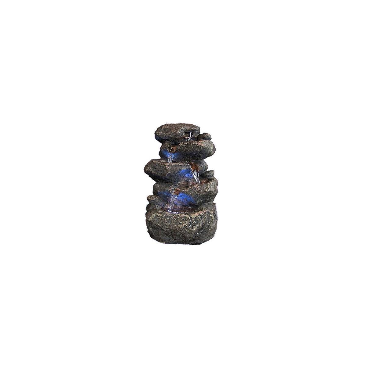 Sunnydaze Tabletop Water Fountain - Stacked Rocks 10.5 Inch Relaxing Desktop Water Fountain with LED Lights - Office, Bedroom, Living Room