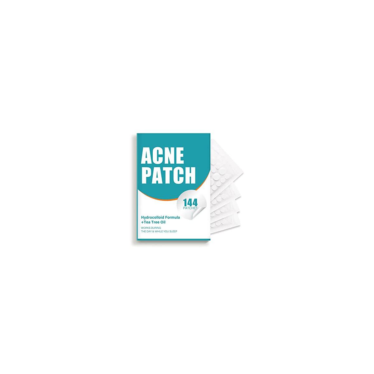 Pimple Patches for Face, Hydrocolloid Acne Patches with Tea Tree Oil for Spot Treatment, Zit Patch, Blemish Cover, Two Sizes, Vegan, Cruelty Free (144 Count (Pack of 1))