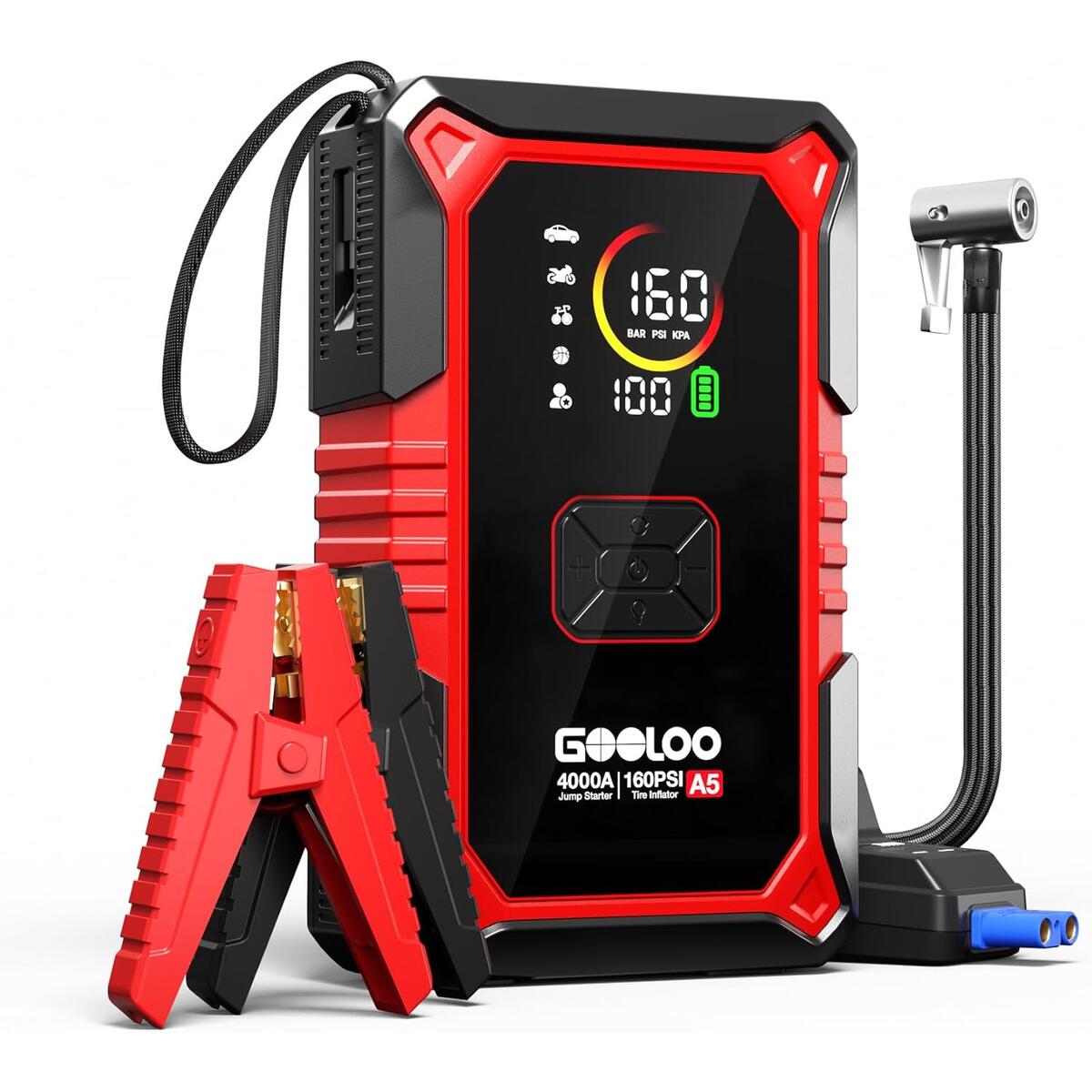 GOOLOO A5 Jump Starter with Air Compressor, 4000A Portable Jump Box