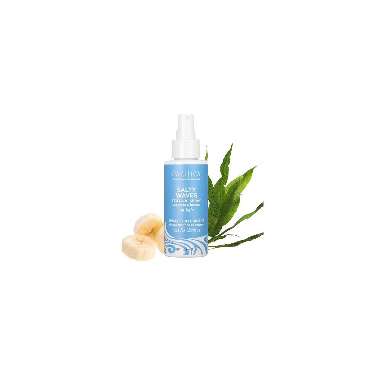 Pacifica Beauty, Salty Waves Texture Sea Salt Spray for Hair, Beachy Waves, Wavy Hair Products, Hydrating, Banana Scent, Curl Enhancing, Paraben Free, Sulfate Free, Vegan & Cruelty Free