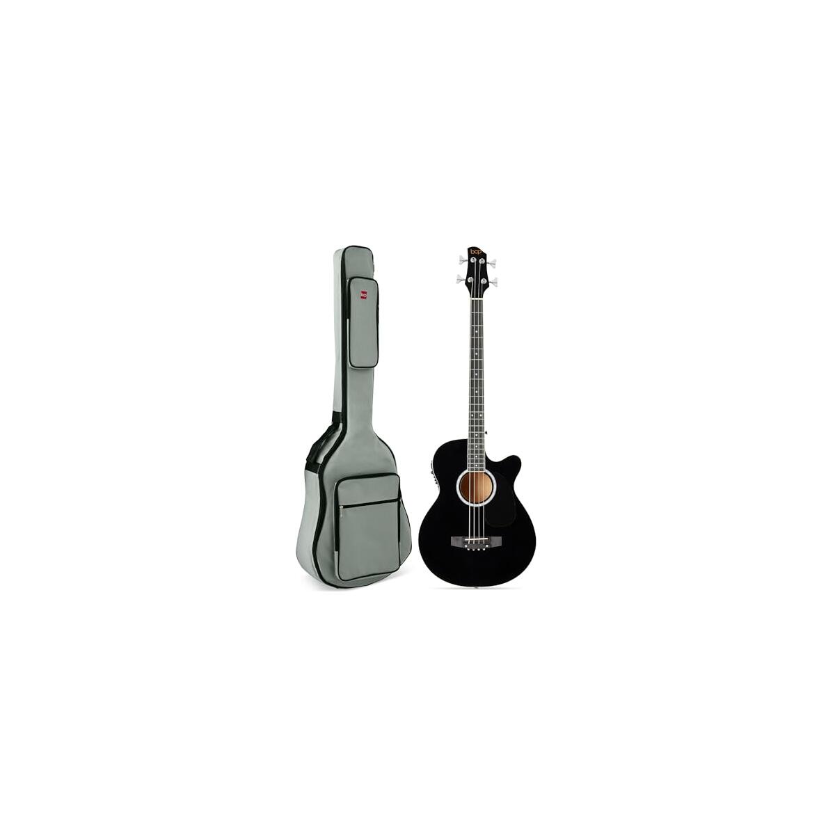 Best Choice Products Acoustic Electric Bass Guitar, Full Size 4 String, Fretted Bass Guitar w/Padded Gig Bag - Black