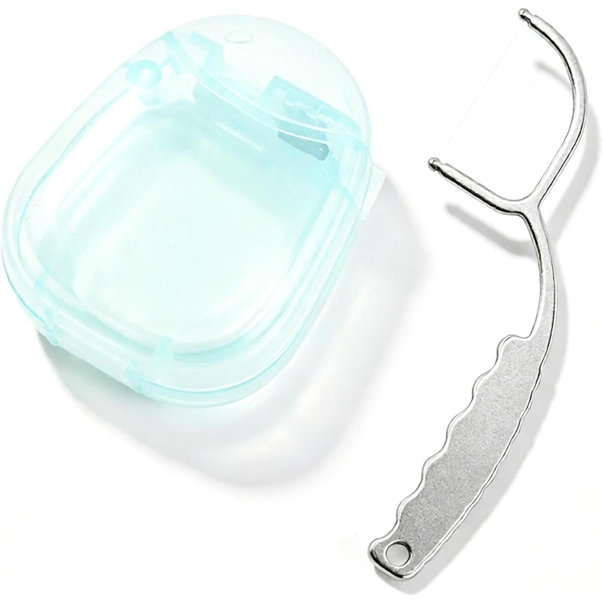 Reusable Stainless Steel Floss Holder for Teeth Gap Cleaning