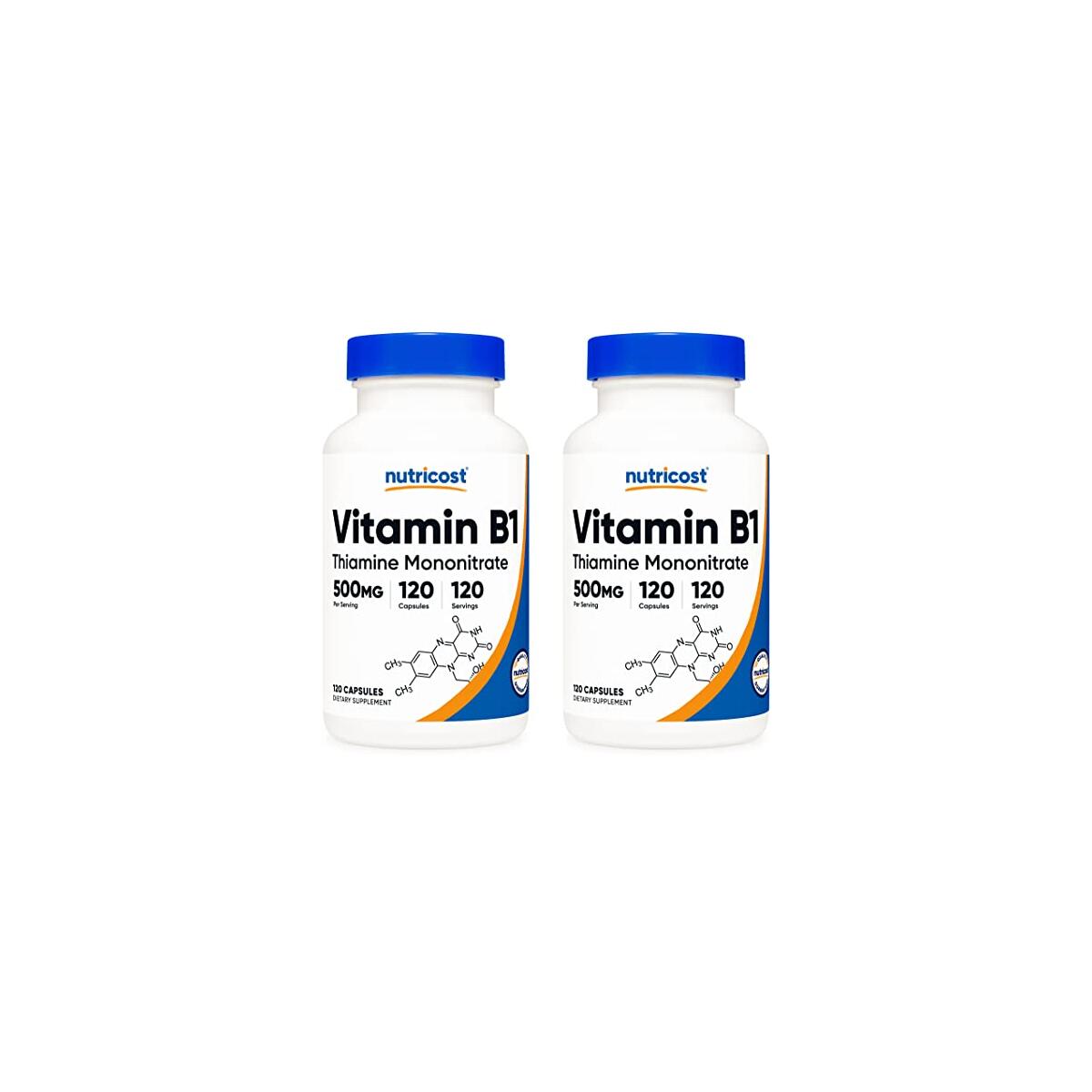 Nutricost Vitamin B1 (Thiamin) 500mg, 120 Capsules (2 Bottles)