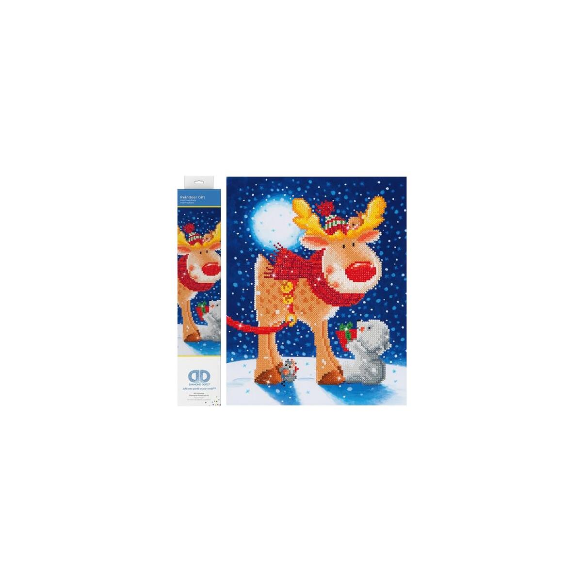 DIAMOND DOTZ Reindeer Gift Christmas Diamond Painting Kits for Adults - Diamond Art Kits a Relaxing Creative Craft Kit with Dotz Gems 10"x13"