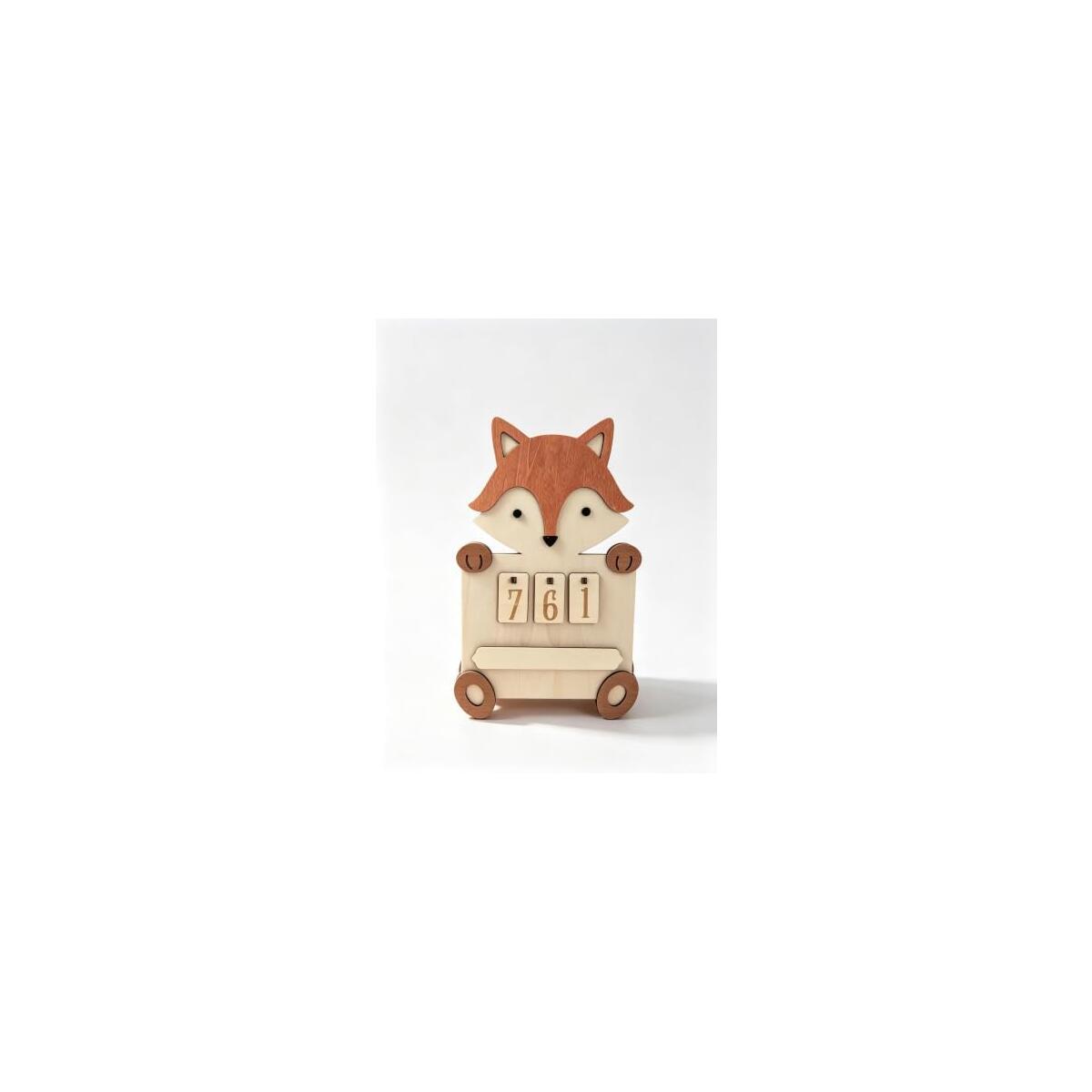 3D Wooden Fox Reading Tracker with Rotatable Number Blocks