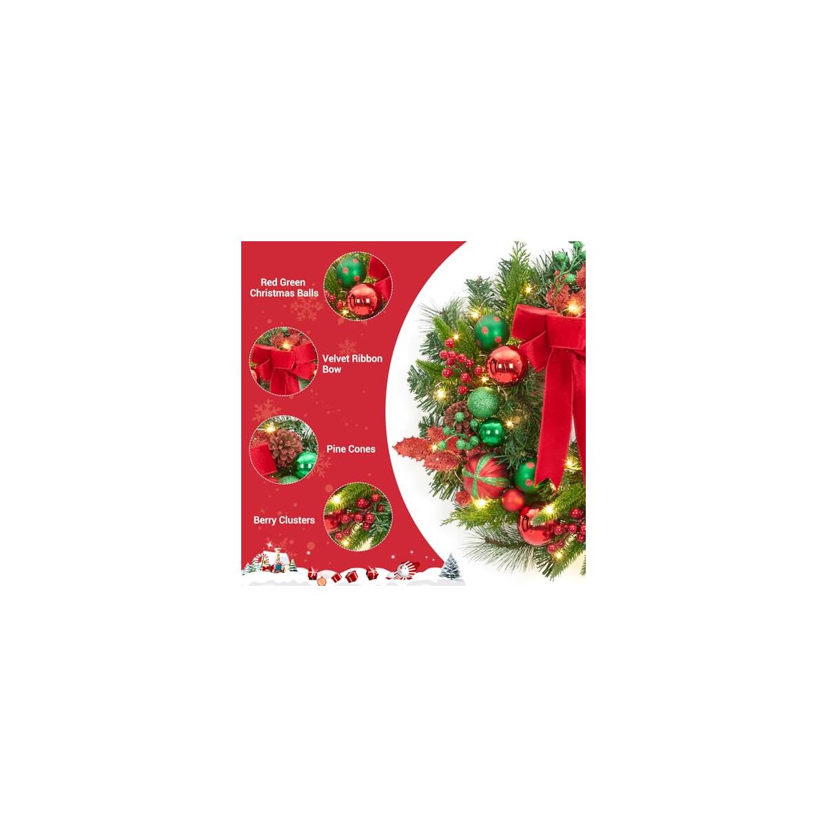 Garveehome Pre Lit Christmas Wreath Deals - RebateKey