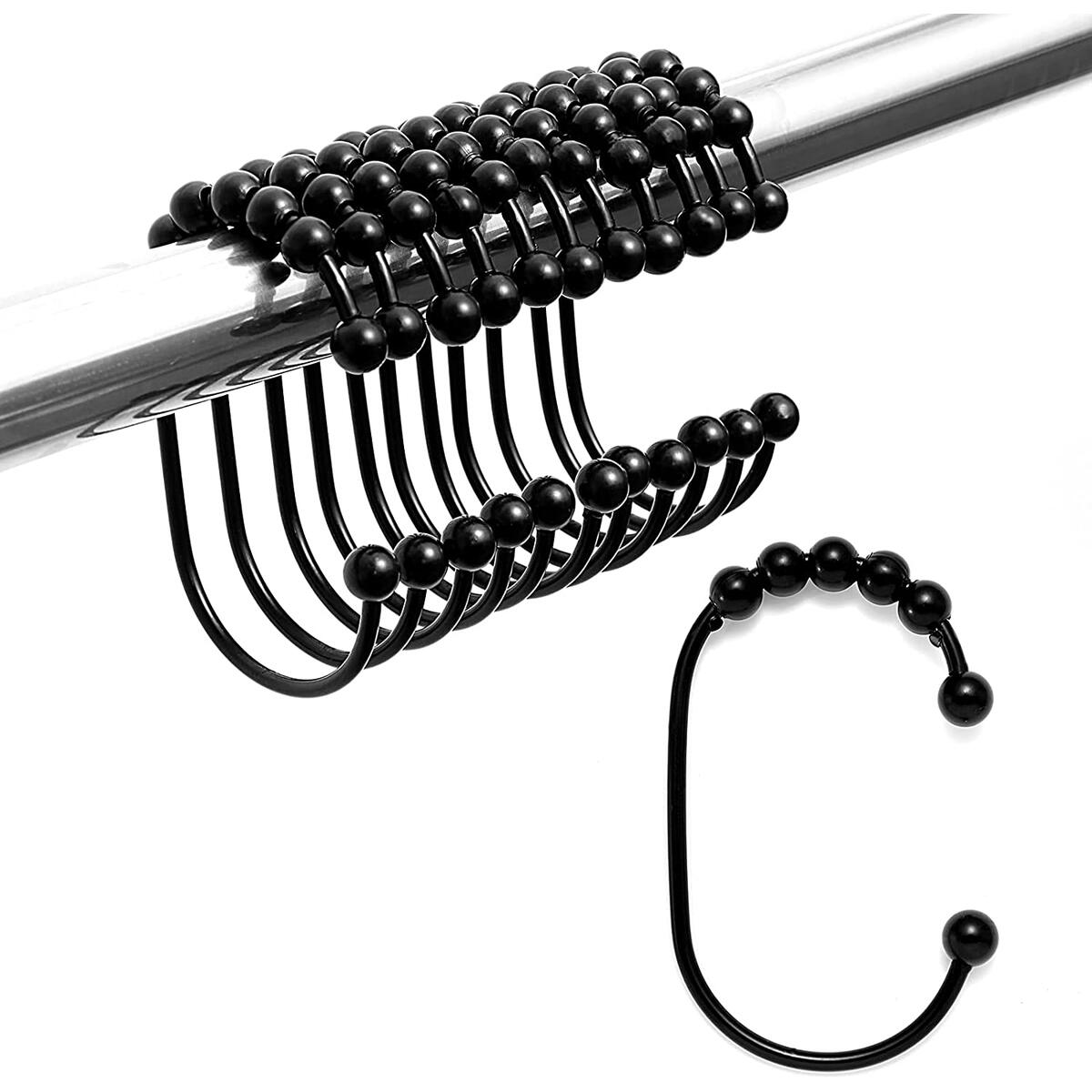 Rust-Resistant Metal Shower Curtain Hooks Rings for Bathroom Shower Rods Shower