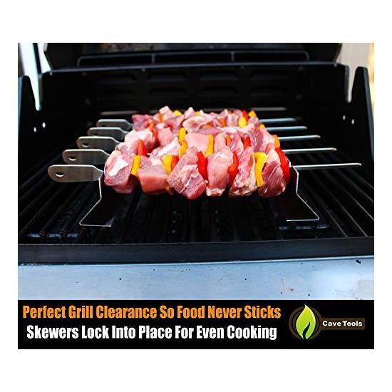 Cave Tools Kabob Rack For Grill Oven Universal Fit Bbq Skewers Kabab