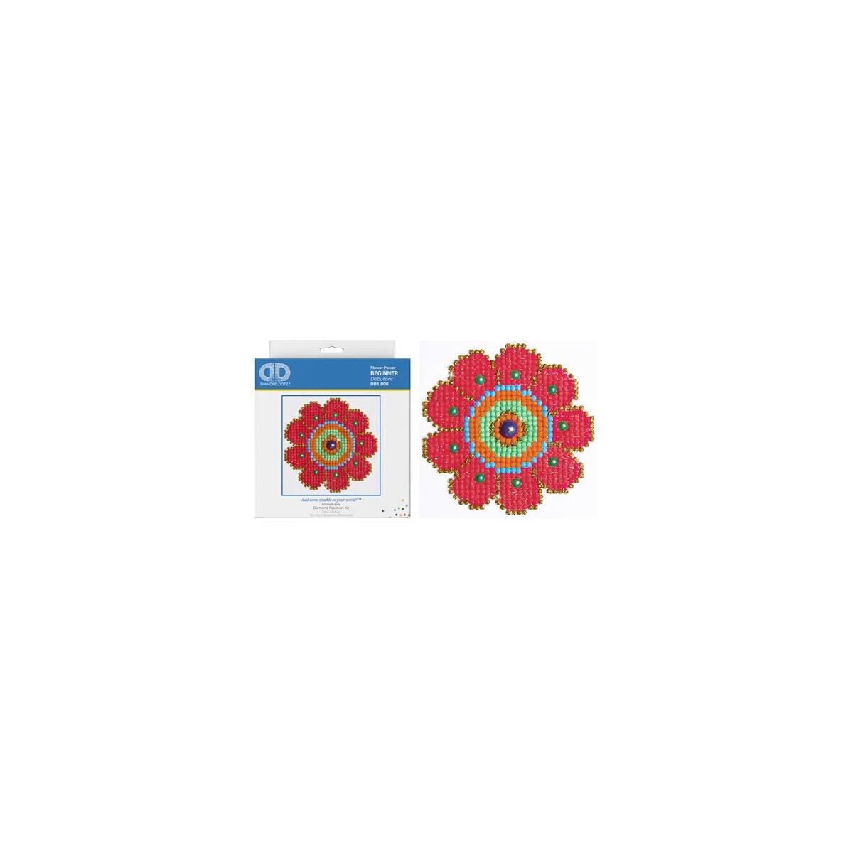 DIAMOND DOTZ Flower Power Floral Diamond Painting Kits for Adults - Diamond Art Kits a Relaxing Creative Craft Kit with Dotz Gems 4.2"x4.2"